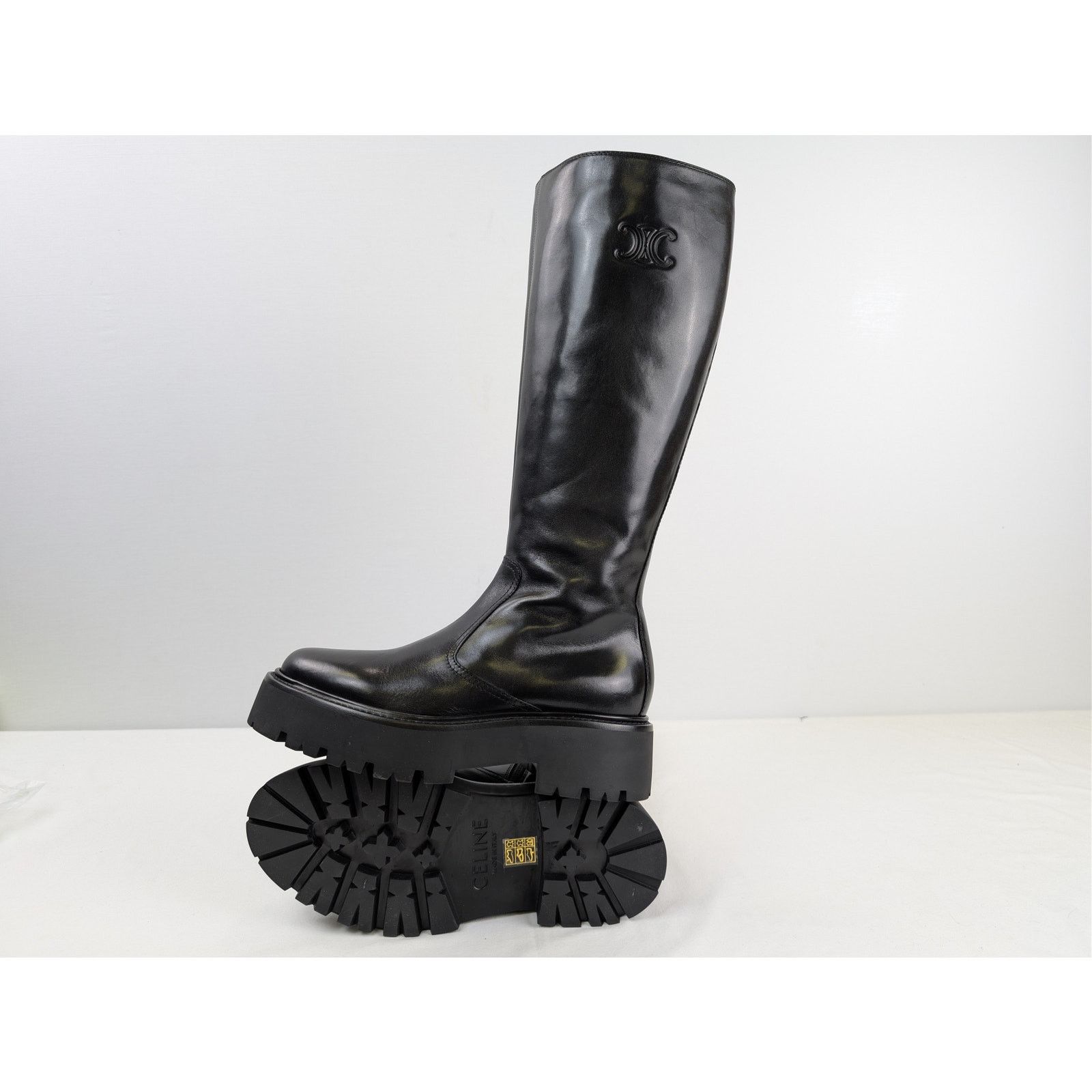 Celine o1rshd1 Bulky Zipped Boots leather with Triomphe signature Size US 9 / IT 39 - 1 Thumbnail