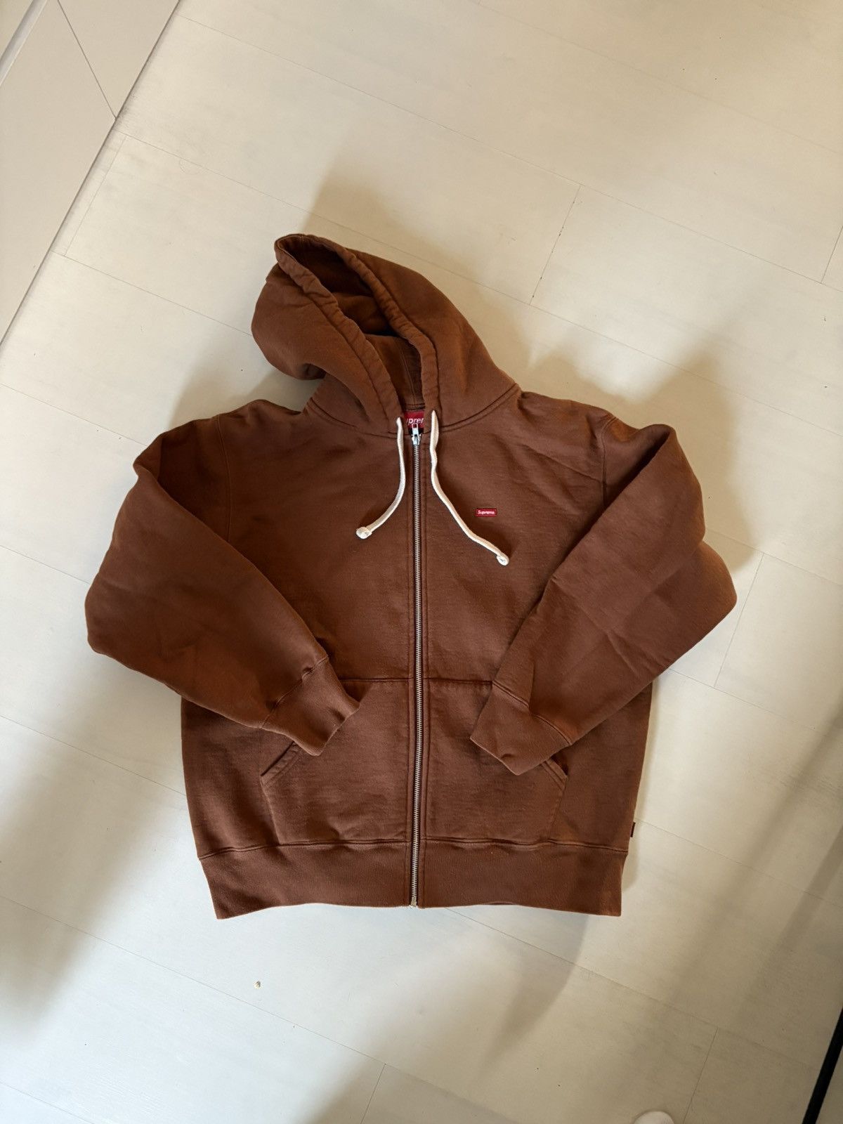 Supreme small box drawcord zip up hooded sweatshirt (M) - www 
