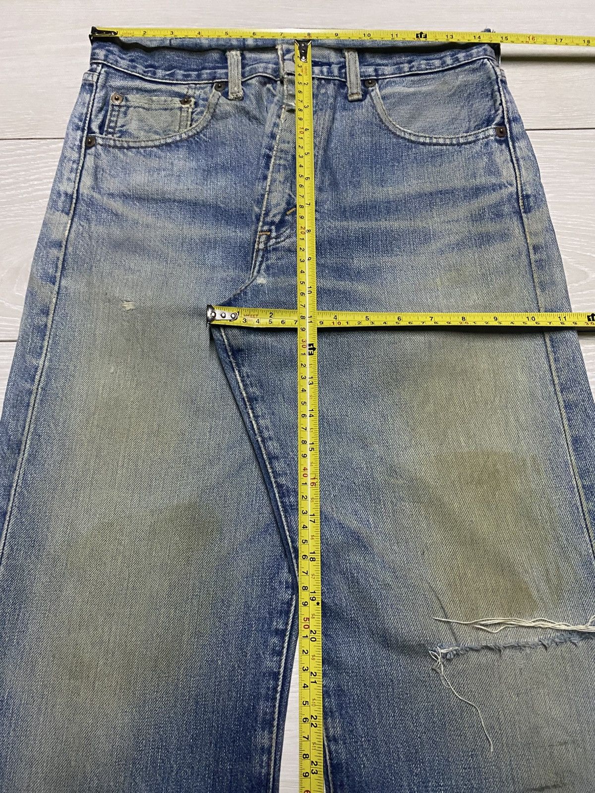Levi's Vtg Levis 502 xx Big E Talon Zip Mud Wash Distressed Jeasn Size US 29 - 18 Thumbnail