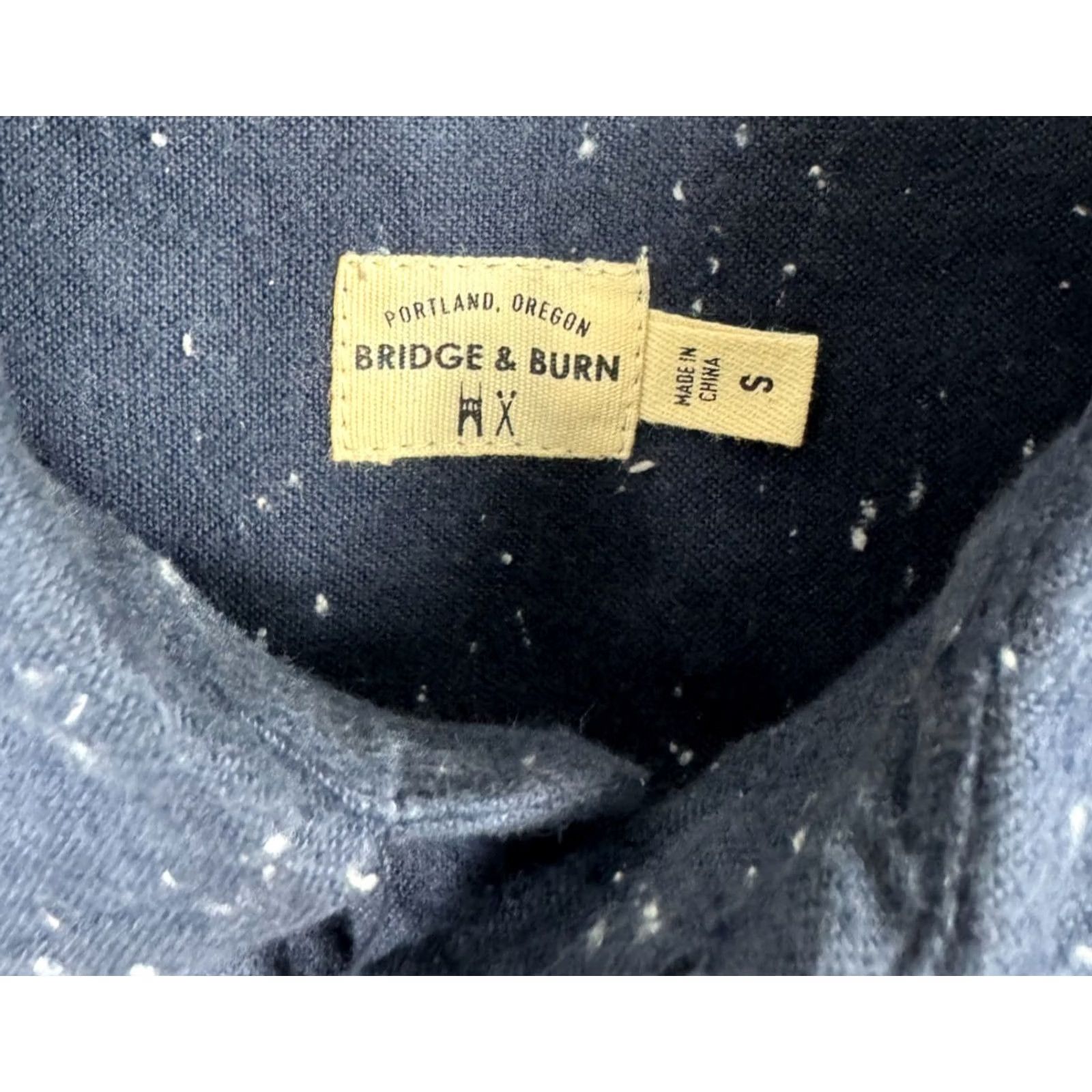 Vintage Bridge & Burn Mens Small Blue Button Up Flannel L/ Pocket 125476 Size 36R - 2 Thumbnail