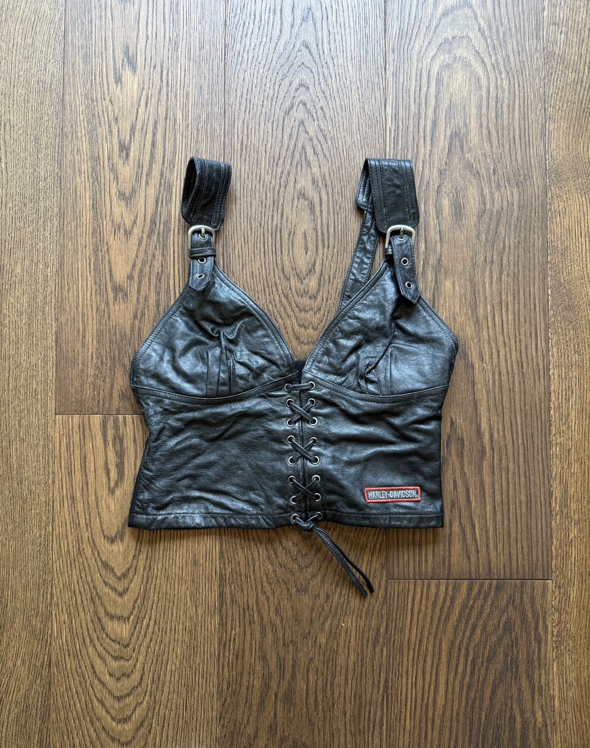 Harley Davidson Vintage Y2K Harley Davidson Leather Lace Up Bustier Corset Size M / US 6-8 / IT 42-44 - 1 Thumbnail