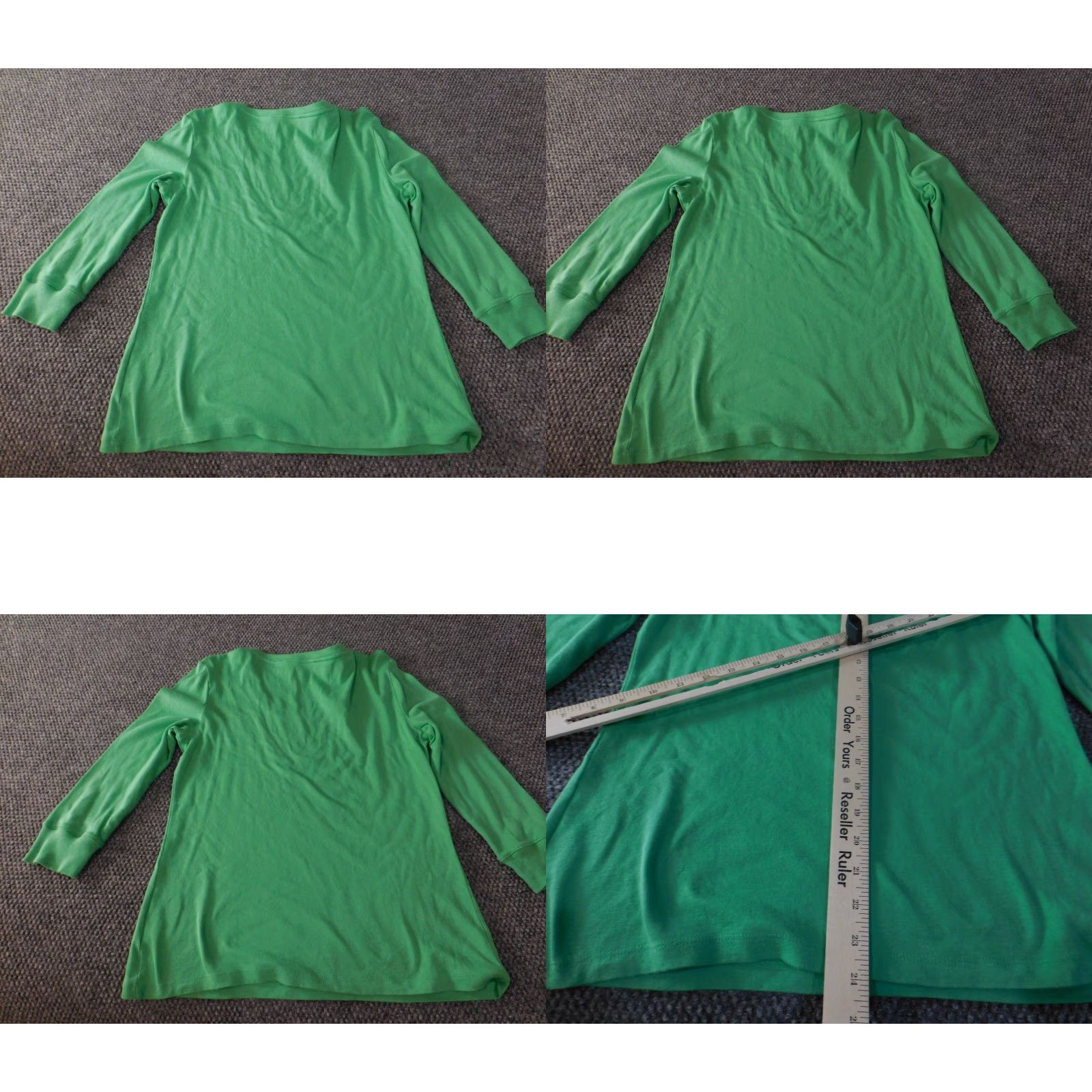Jones New York Jones New York Blouse Womens Large Green V-Neck Casual Long Sleeve Pullover 100% Cotton Rayon Stretch Classic Modern Care Regular Basic Sports Shirt Size L / US 10 / IT 46 - 8 Thumbnail