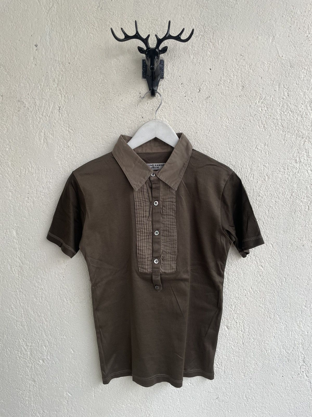 Katharine Hamnett London 2000s Katharine Sheer Panel Polo Tee Designer Hysteric Y2K Size US XS / EU 42 / 0 - 1 Thumbnail