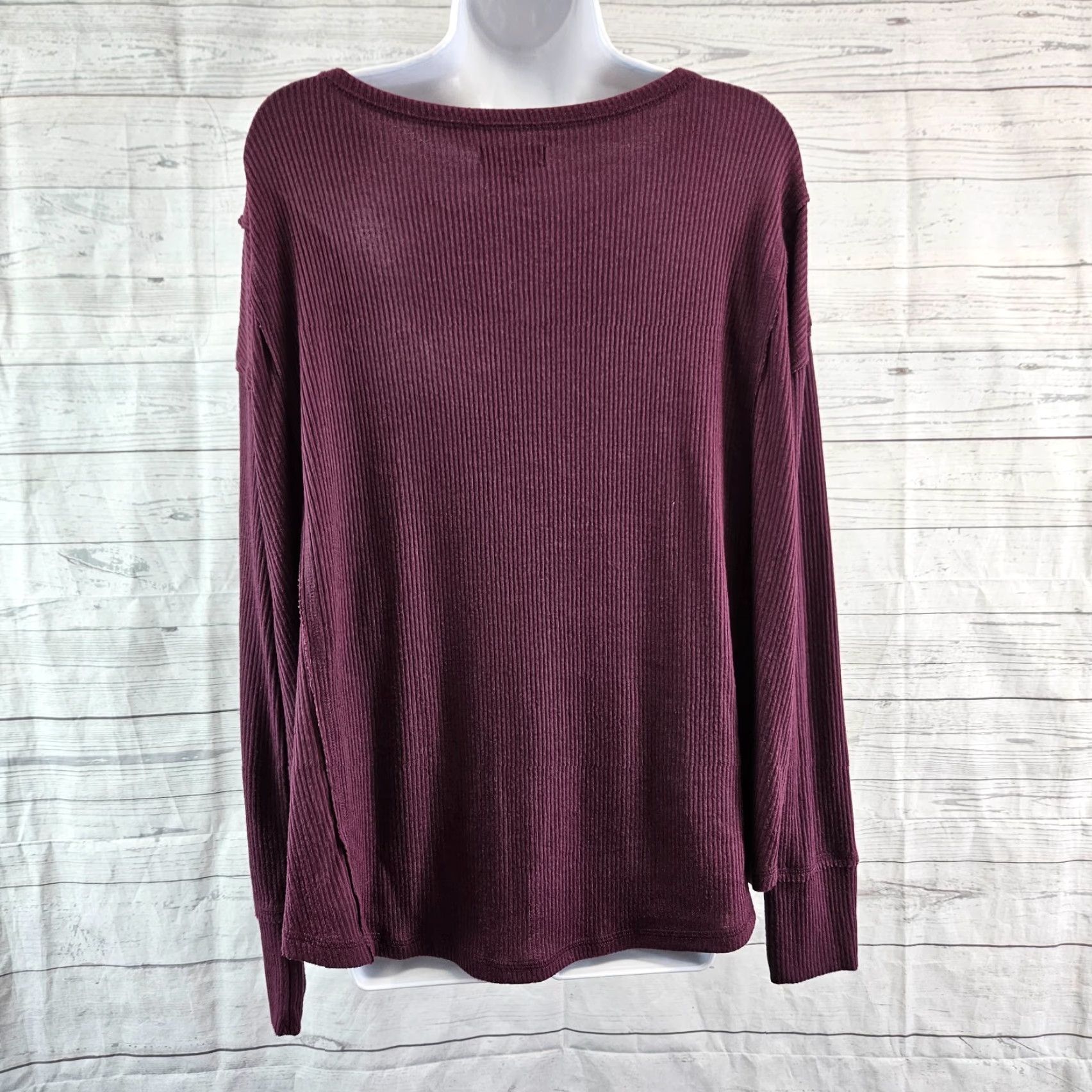 Vintage Knox Rose Blouse Shirt Ribbed Top Burgundy XL Long Sleeve Womens Knits Rayon Blend Size XL Women Size XL / US 12-14 / IT 48-50 - 4 Thumbnail