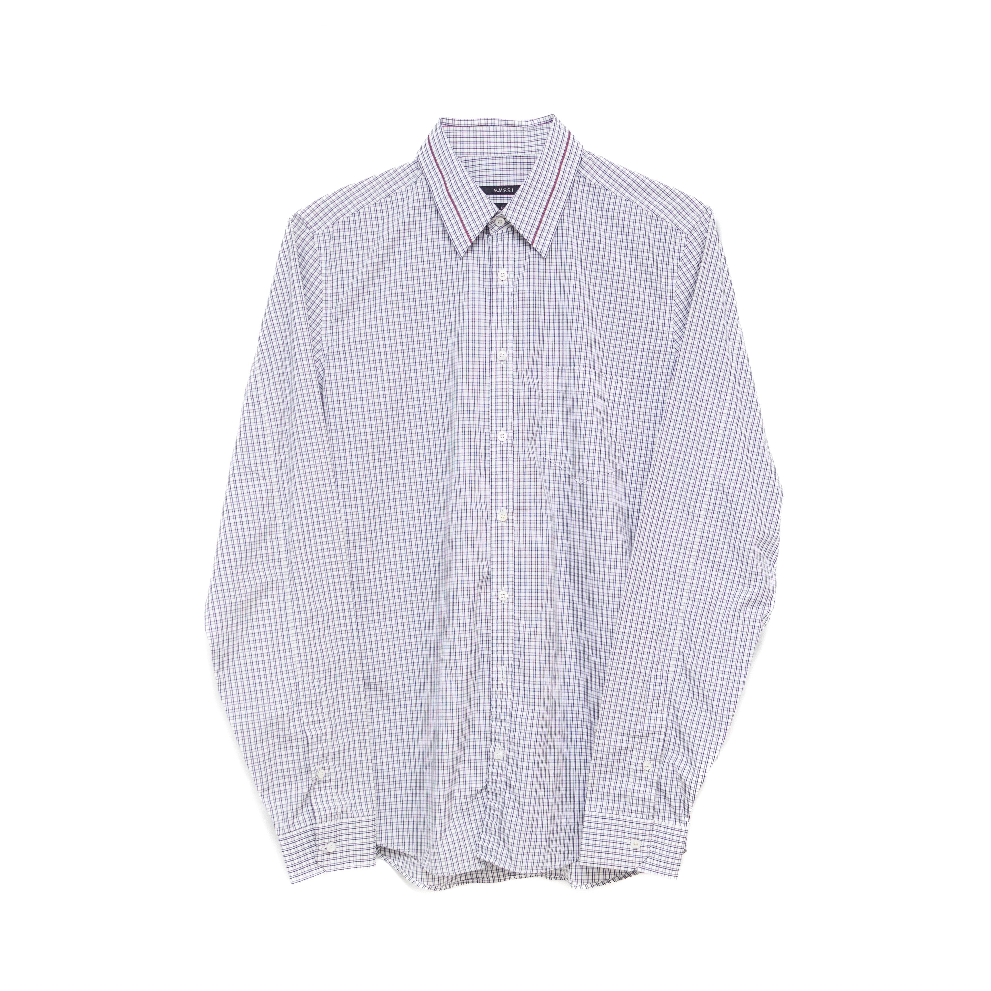Gucci Vintage Gucci Men’s Slim Fit Checked Shirt Tom Ford Era Sz M Size US M / EU 48-50 / 2 - 1 Thumbnail