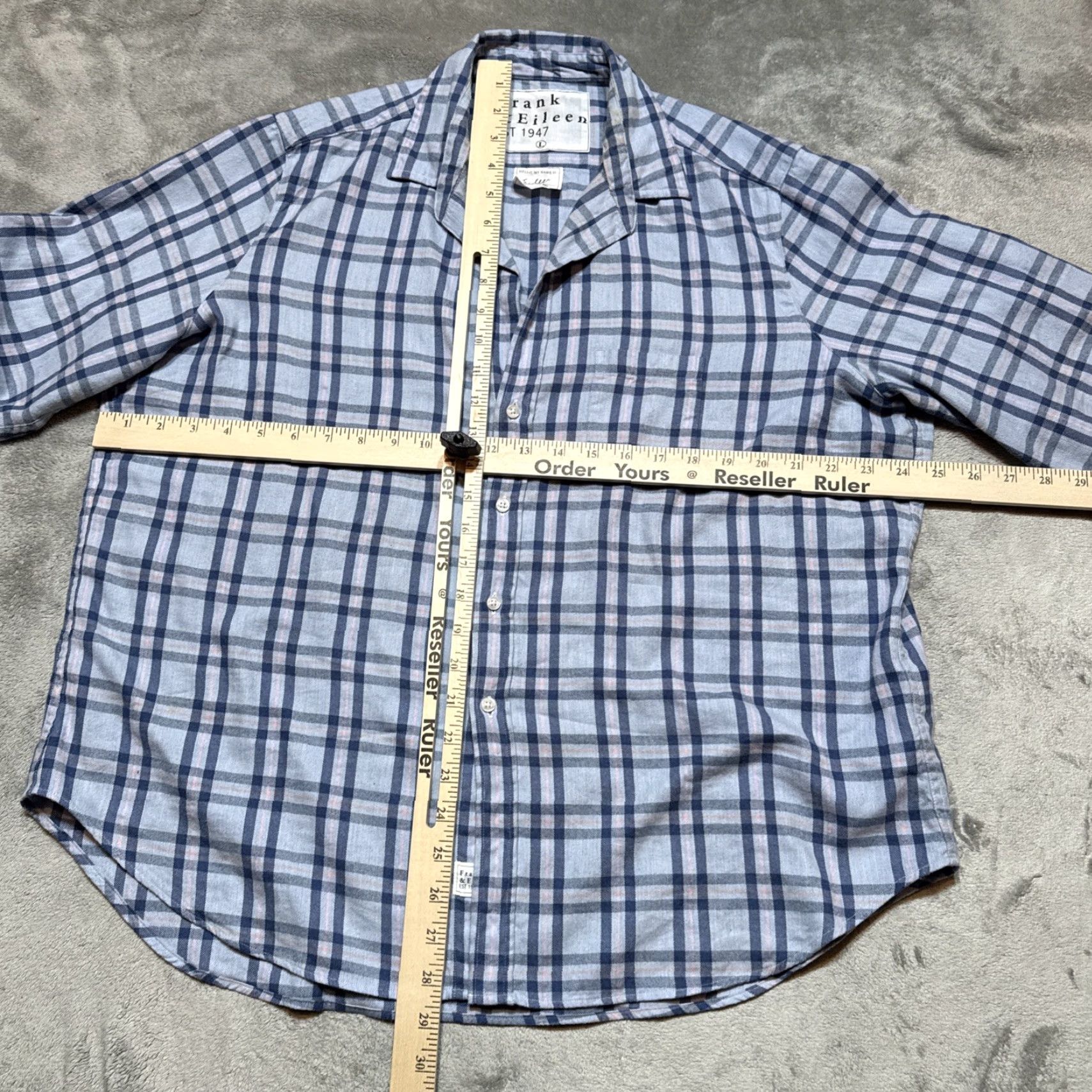 Frank & Eileen VINTAGE Frank & Eileen Shirt Womens L Blue Plaid Eileen Button Up Woven In Italy Luxury Size L / US 10 / IT 46 - 4 Thumbnail