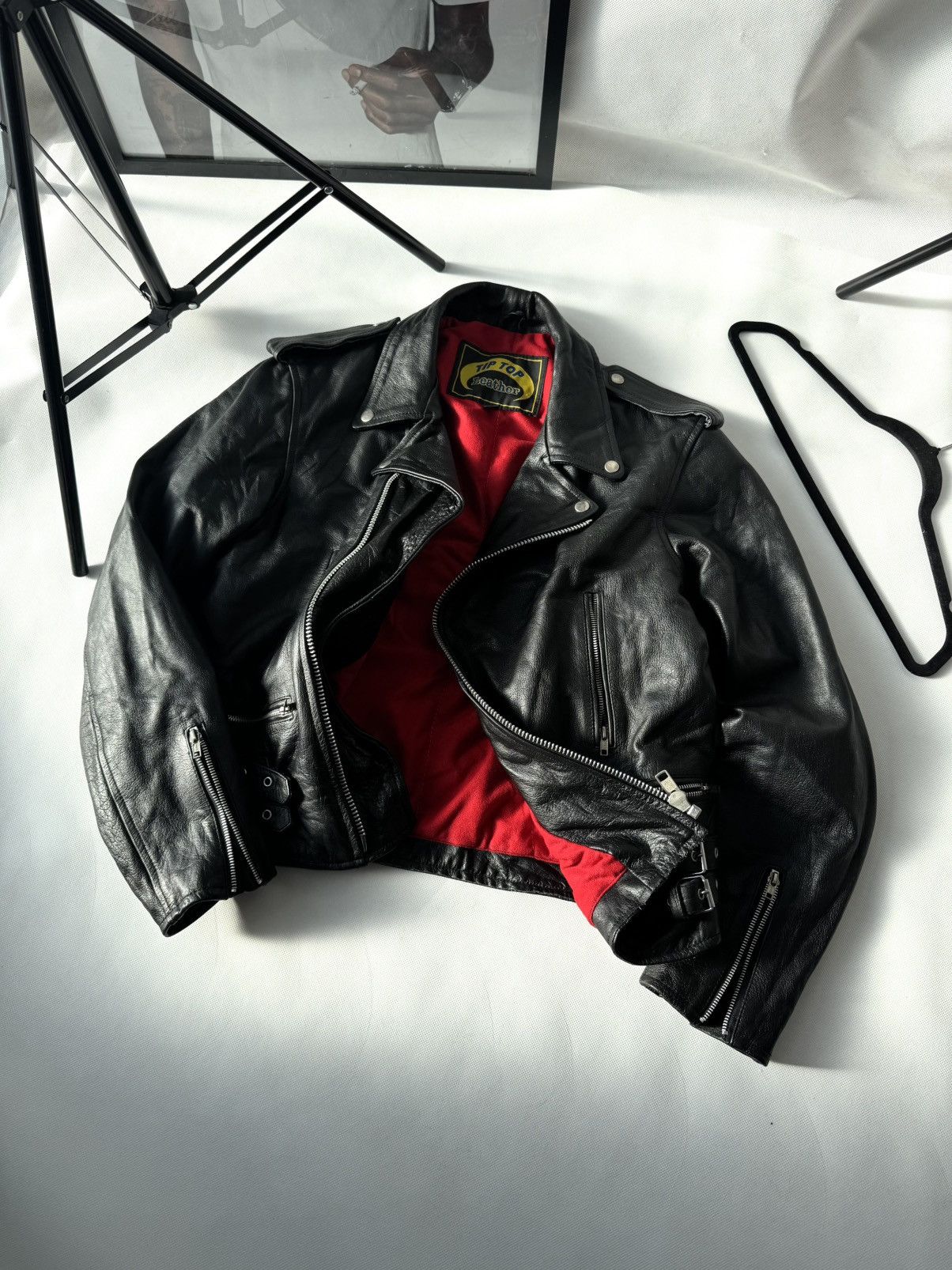 Vintage Vintage Leather Jacket Black Large Zip Up Motorcycle Biker Size US L / EU 52-54 / 3 - 1 Thumbnail