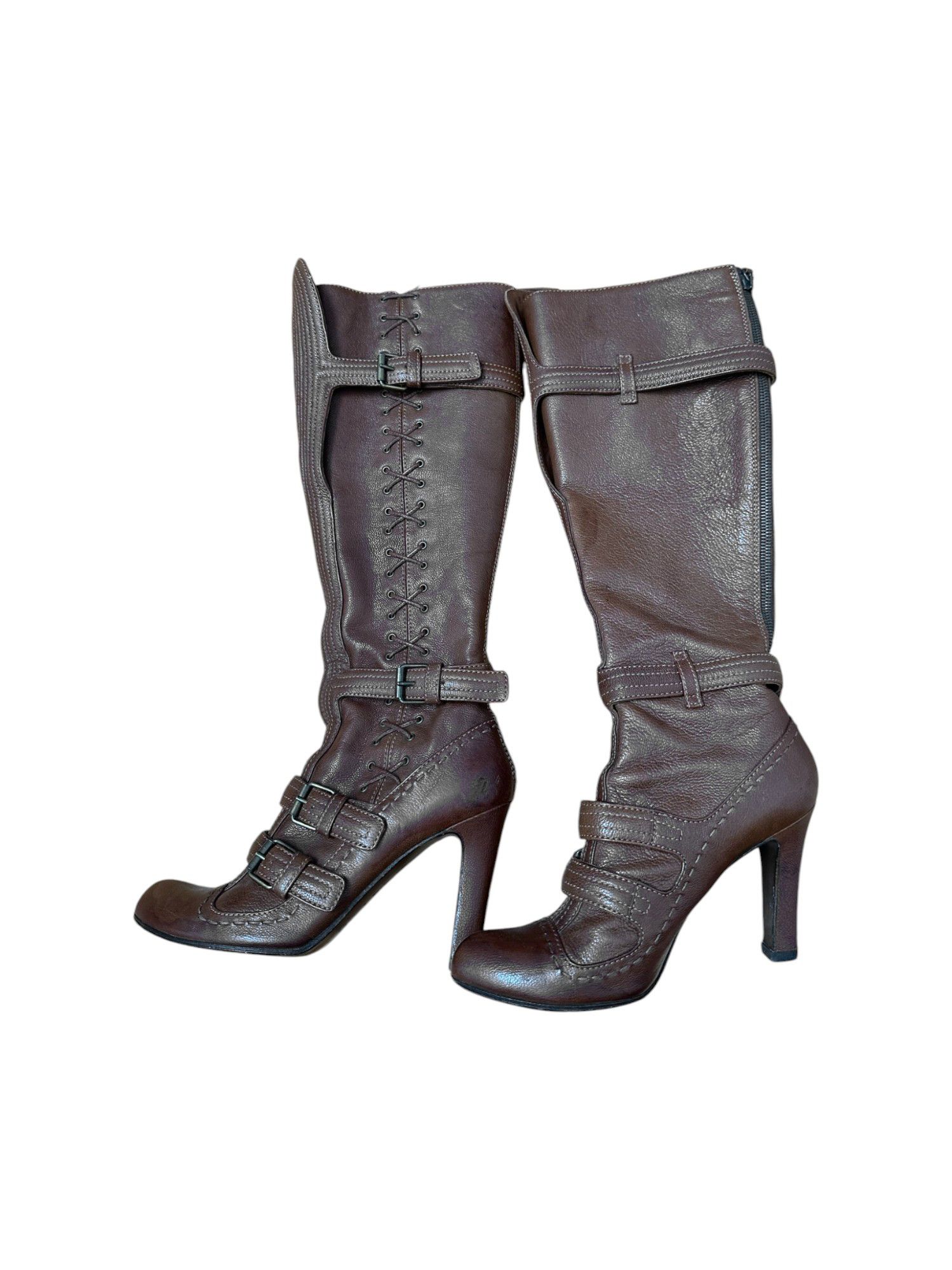 Alexander McQueen F/W 2006 Lace Up Brown Leather Boots Size US 7.5 / IT 37.5 - 4 Thumbnail