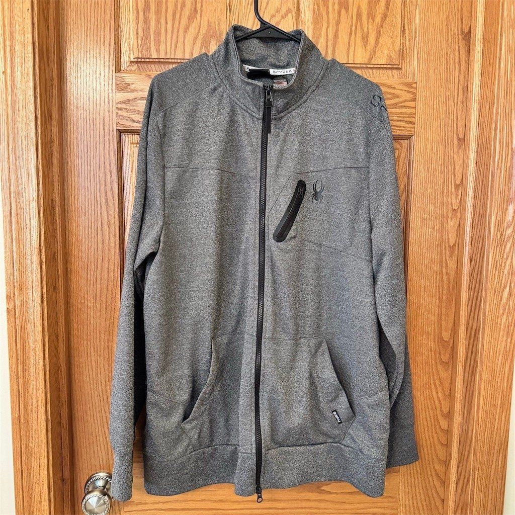 Spyder Spyder Active Jacket Mens XL Heather Gray Full Zip Fleece Size US XL / EU 56 / 4 - 1 Thumbnail