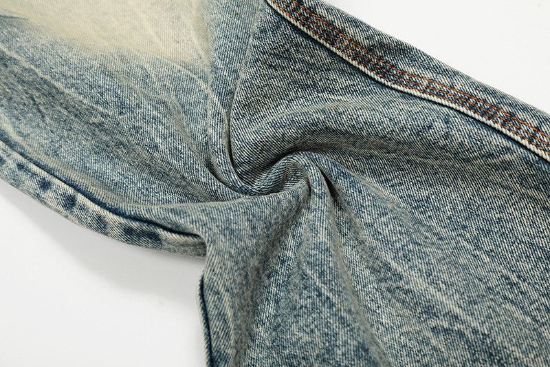 Vintage Retro washed men's loose wide-leg straight distressed jeans Size US 32 / EU 48 - 6 Thumbnail