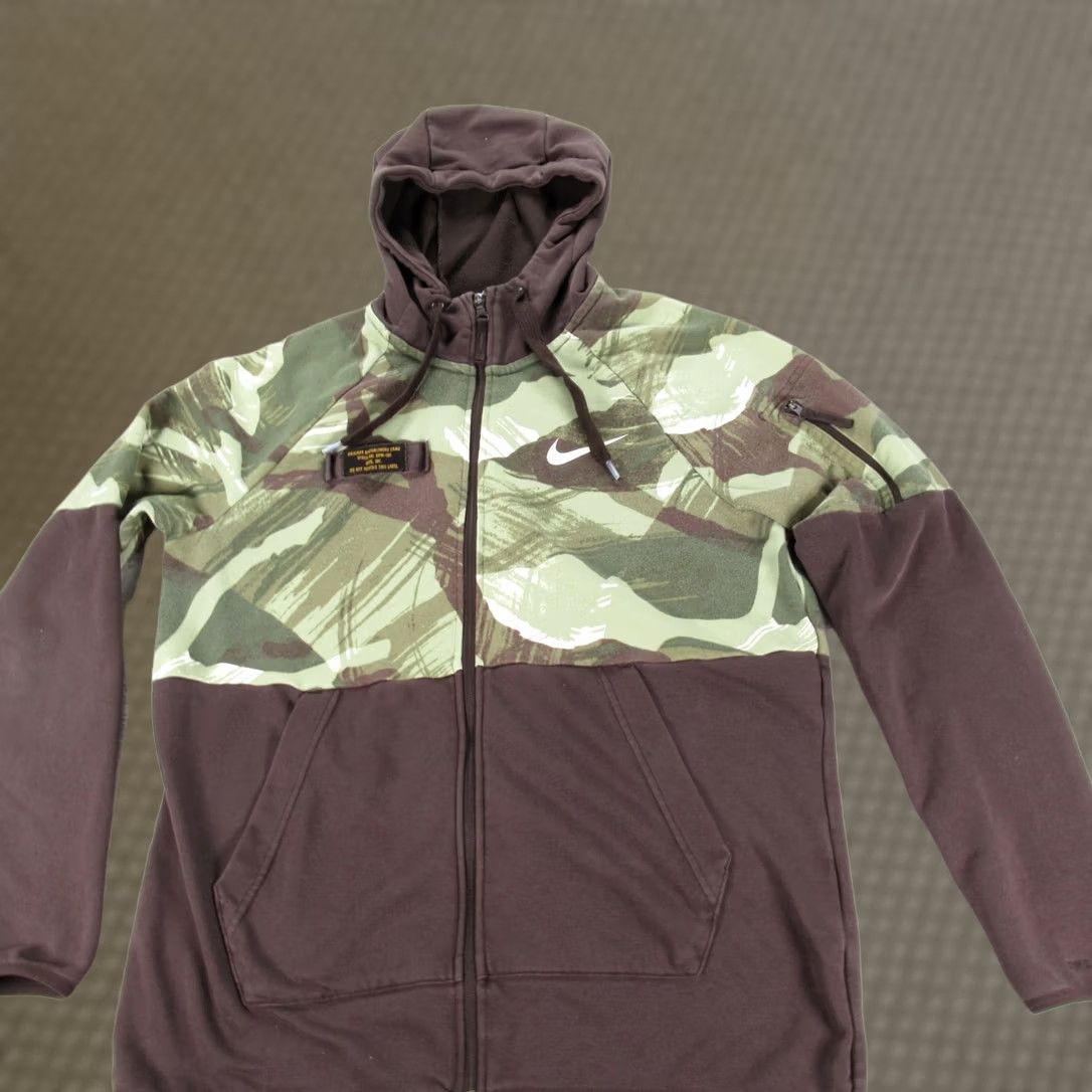 Nike Nike Full Zip Mens M Brown Hoody Brushstroke Camouflage Dri Fit Pockets Size US M / EU 48-50 / 2 - 1 Thumbnail