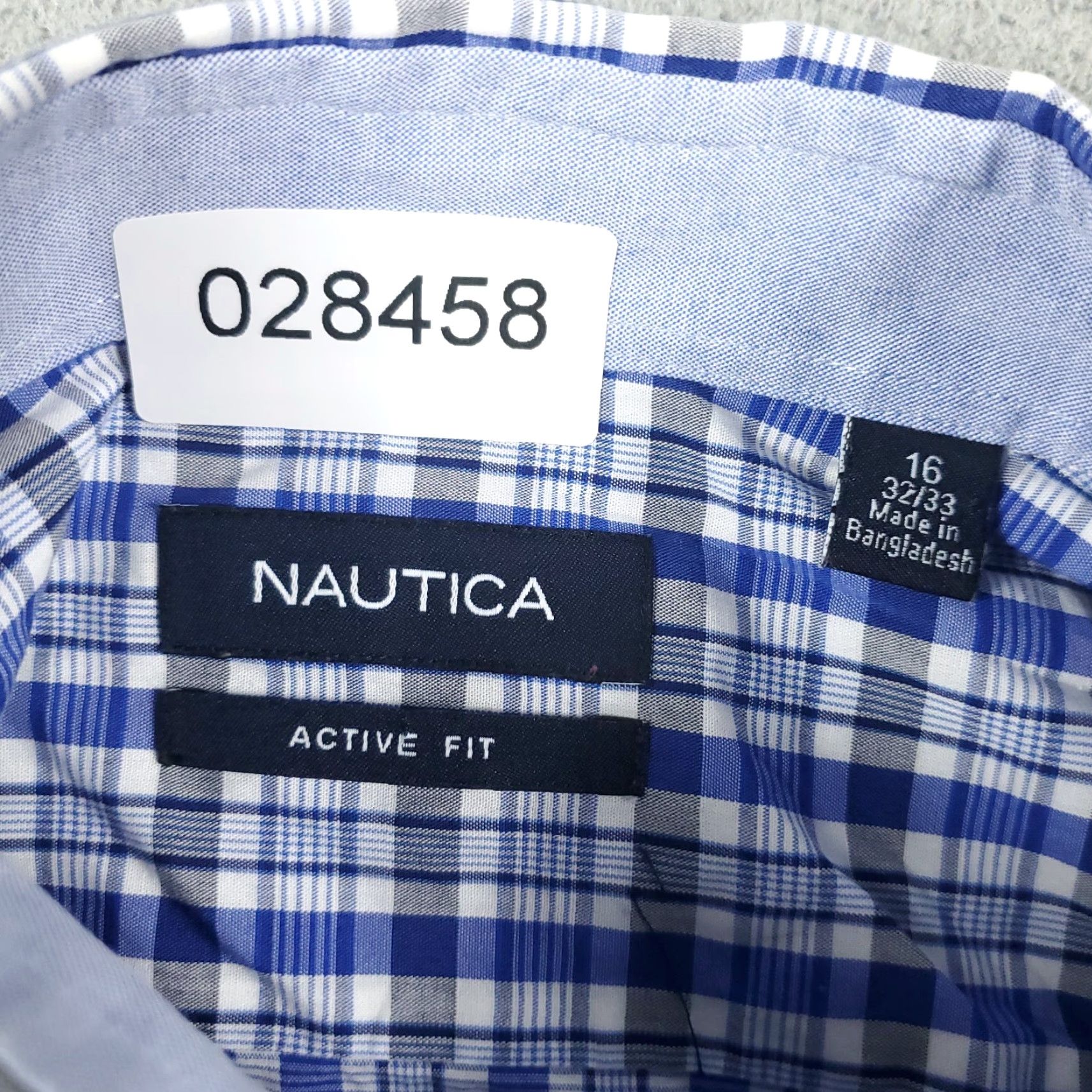 Nautica Nautica Dress Shirt Mens Size 16 Blue Plaid Long Sleeve Button Up Regular Fit Size 42R - 7 Thumbnail