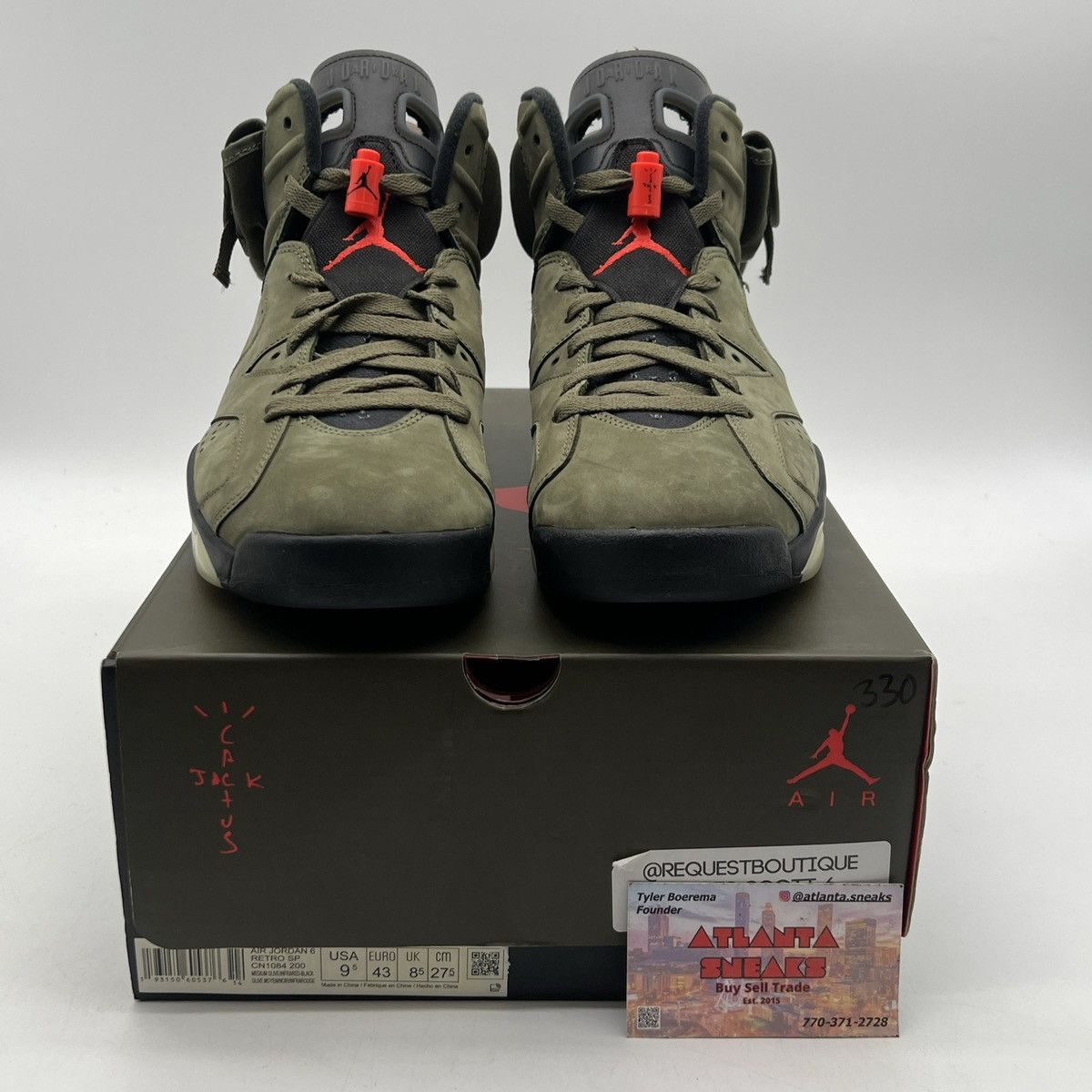 Jordan Brand Travis Scott x air Jordan 6 Olive Size US 9.5 / EU 42-43 - 2 Thumbnail