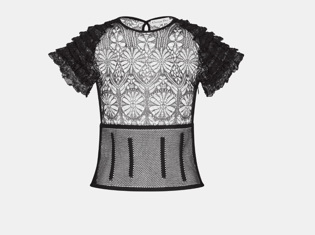 Image of Dior O1W1Db10224 Short-Sleeved Top In Black, Women's (Size XS)