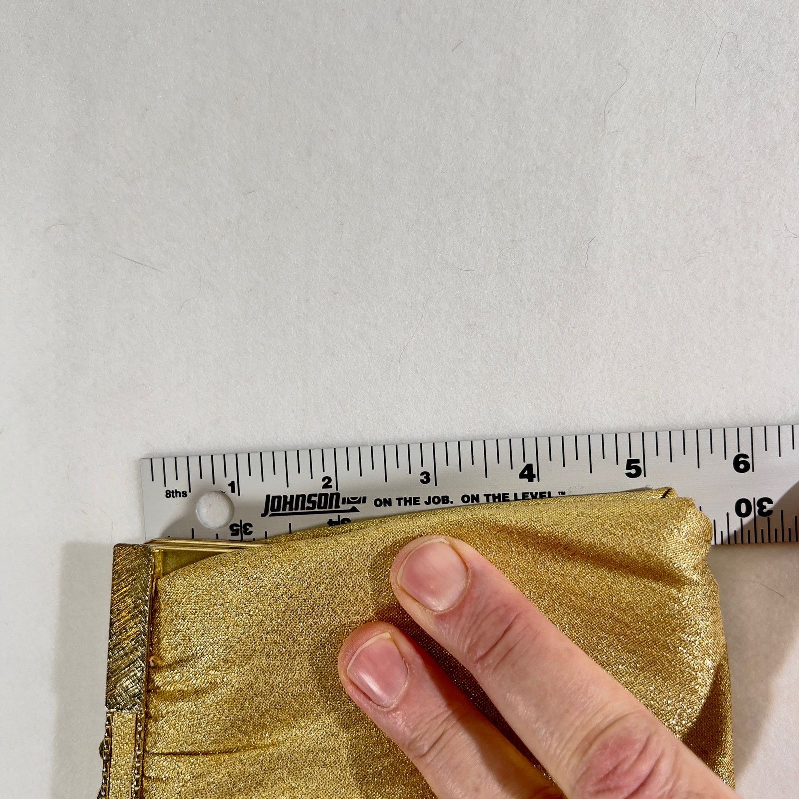 Vintage Clutch Purse Made in USA 11.5"x5.5" Gold Metallic Chain Size ONE SIZE - 8 Thumbnail