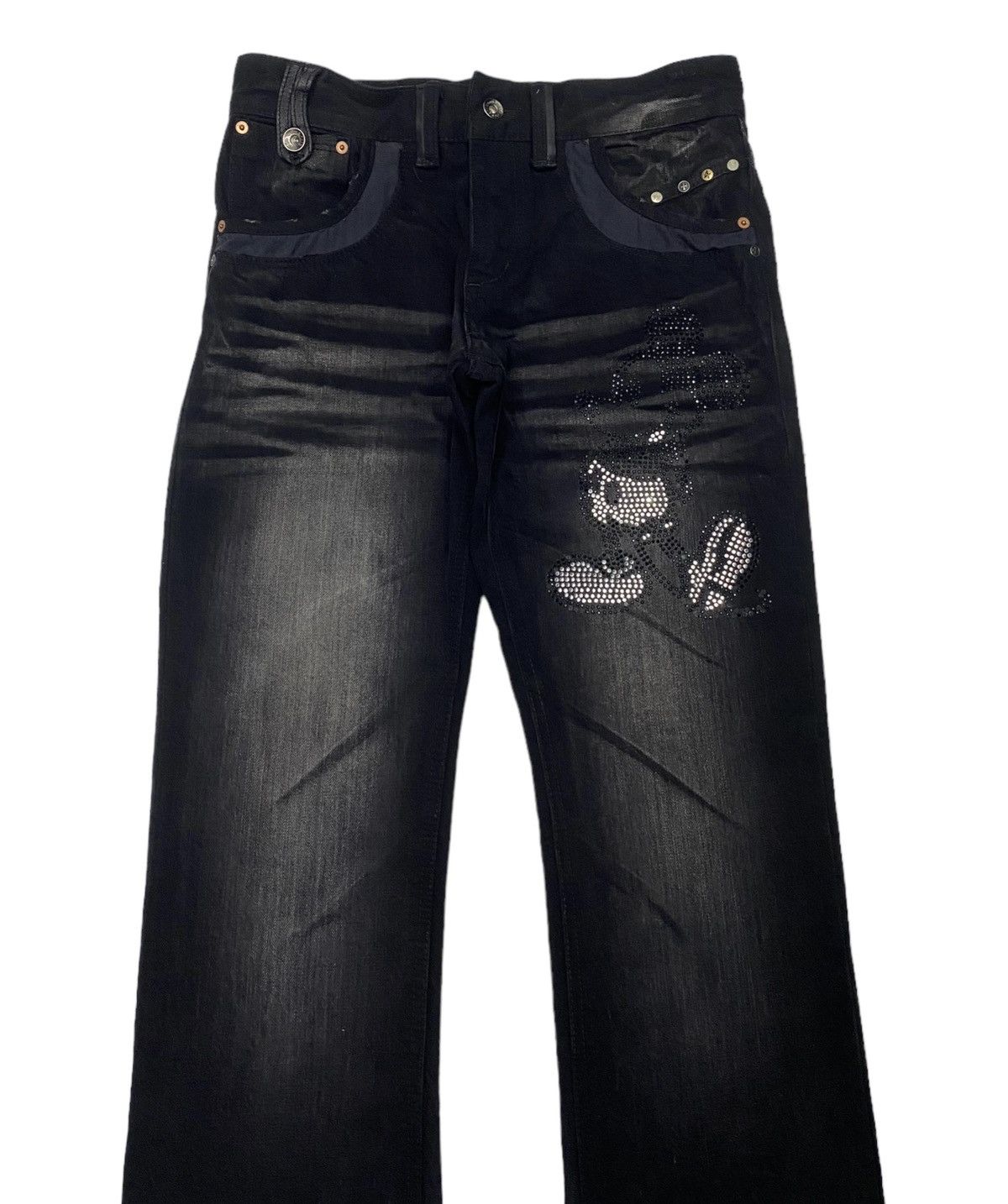 semanticdesign 🔥SEMANTIC DESIGN SKULLS X MICKEY MOUSE FLARED DENIM JEANS Size US 30 / EU 46 - 2 Thumbnail