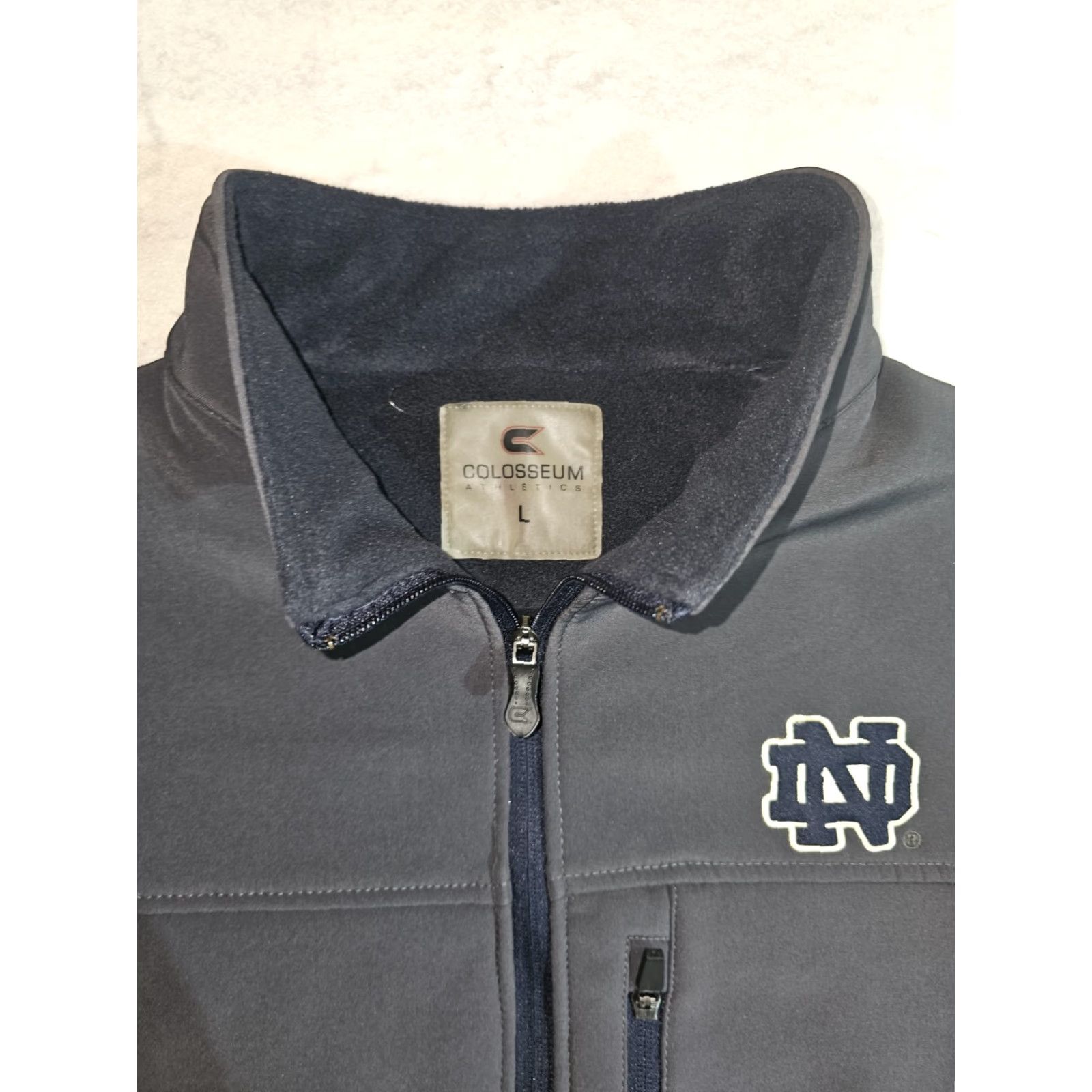 Vintage VINTAGE Colosseum Notre Dame Fighting Irish Soft Shell Full-Zip Jacket Men L Blue Size US L / EU 52-54 / 3 - 3 Thumbnail