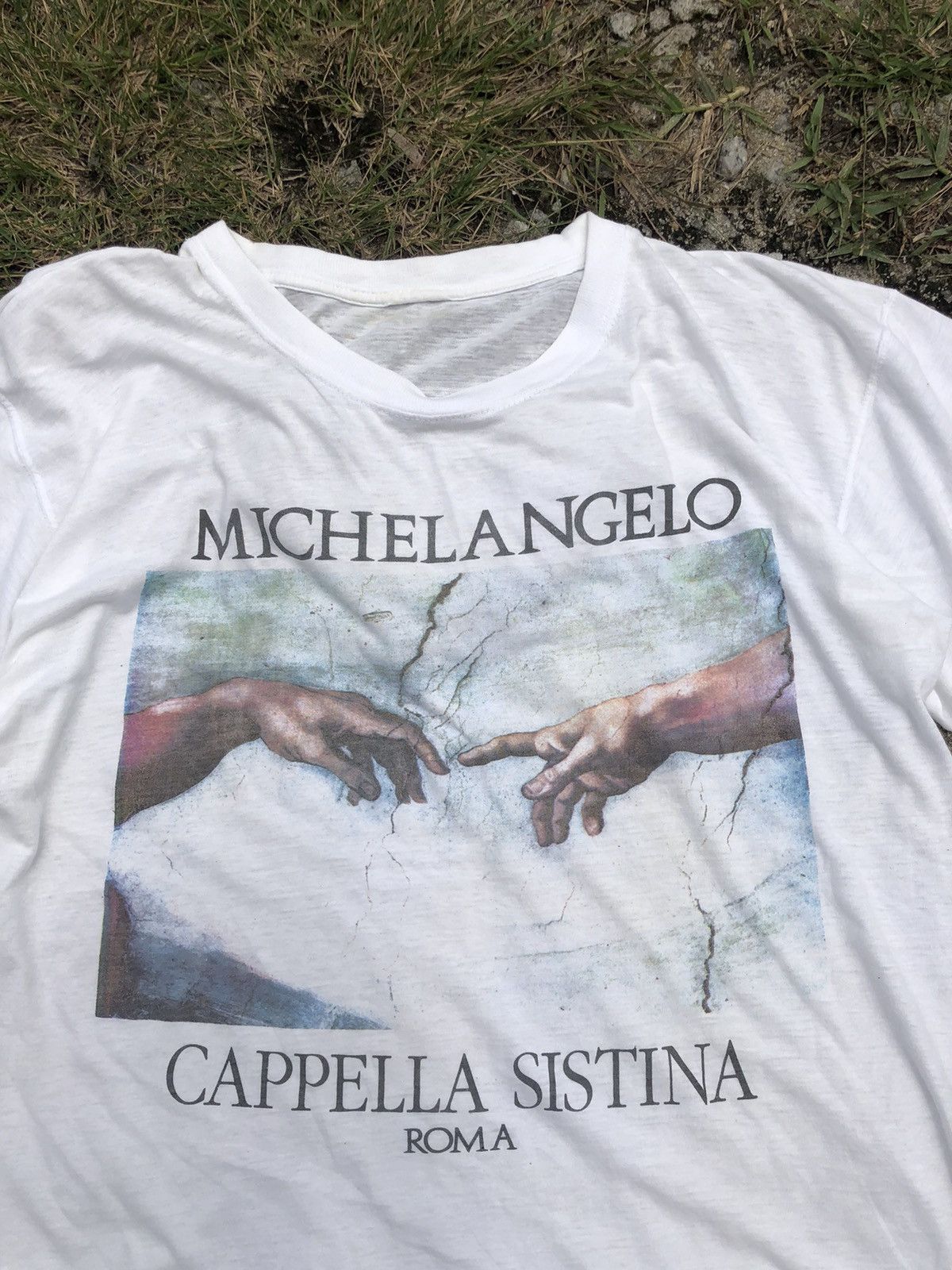 Vintage Vintage Art Michelangelo Cappella Sistina Roma Tshirt Size US L / EU 52-54 / 3 - 3 Thumbnail