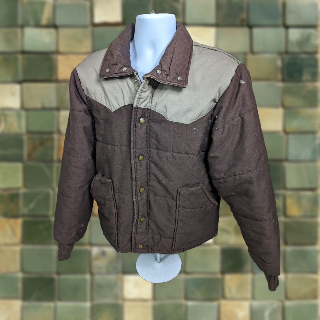 YOKE VINTAGE Unitog Work Bomber Quilted Jacket Large Brown Coat USA Size US L / EU 52-54 / 3 - 1 Thumbnail