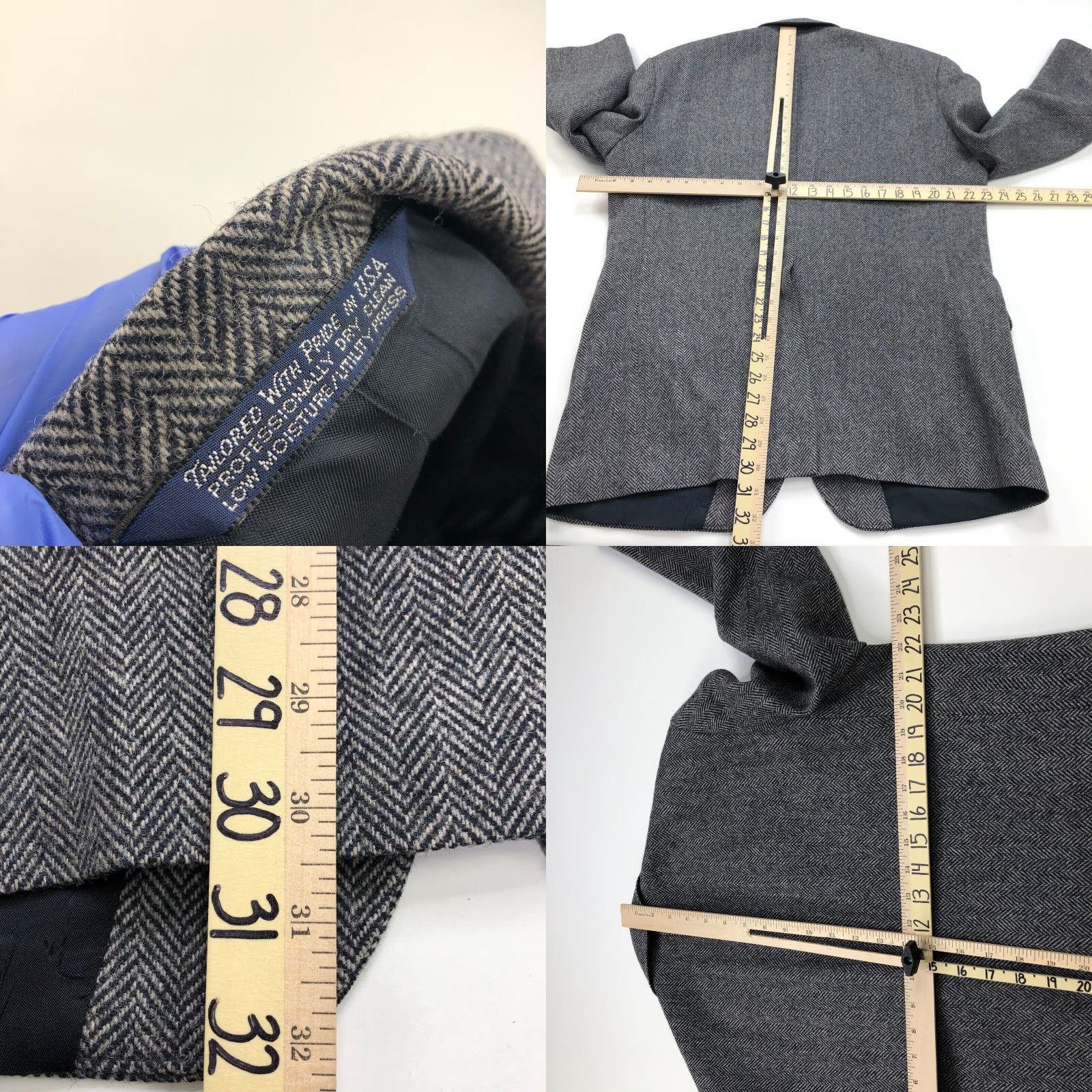 Lands' End Lands' End Sport Coat Jacket Gray Blue Lambswool Herringbone 42R Notch Single-Breasted Wool Men Coat, 2-Button Front, Regular Fit, Dry Clean Only Size US XS / EU 42 / 0 - 9 Thumbnail