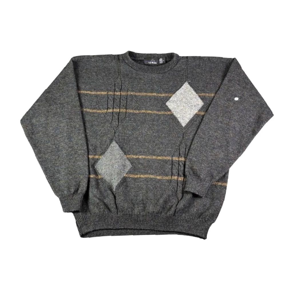 Bill Blass Bill Blass Mens Argyle Sweater Dark Gray Gold Stripes Pullover Size Large 90s Size US L / EU 52-54 / 3 - 2 Thumbnail