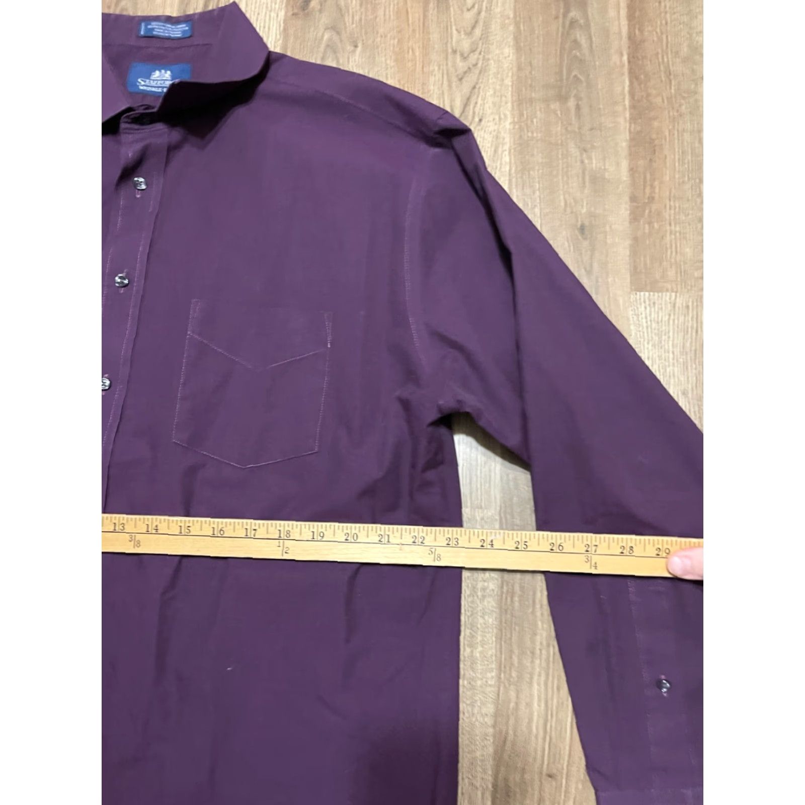 Stafford Stafford Shirt Men 17 34/35 Purple Long Sleeve Button Up Athletic Fit Casual Size US XL / EU 56 / 4 - 5 Thumbnail