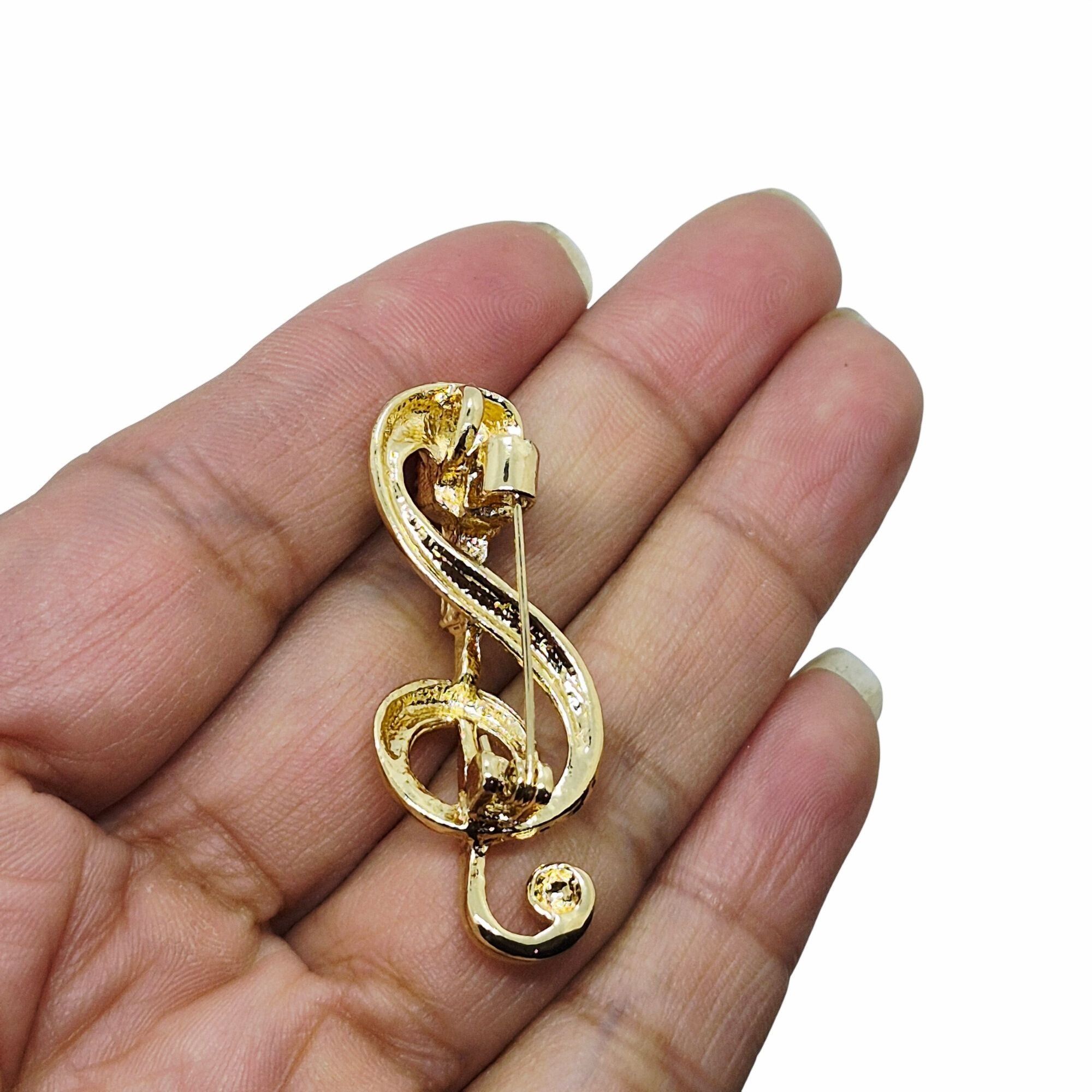 Other Gold Treble Clef & Microphone Pin Brooch Music-Inspired Jewe Size ONE SIZE - 3 Thumbnail