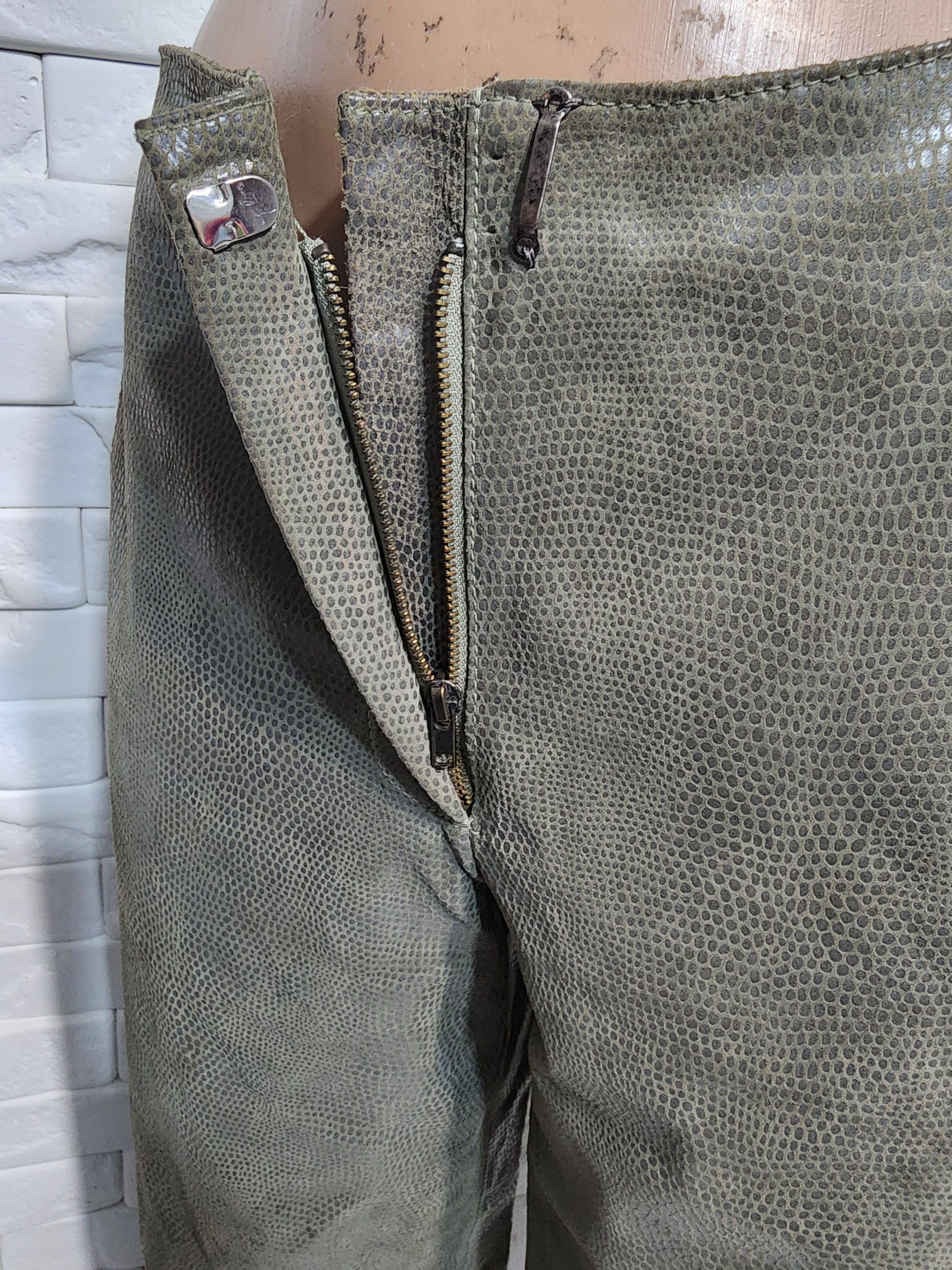 Other Gray Leather Pants: Women's Fitted Genuine Leather Trousers Size 31" - 3 Thumbnail