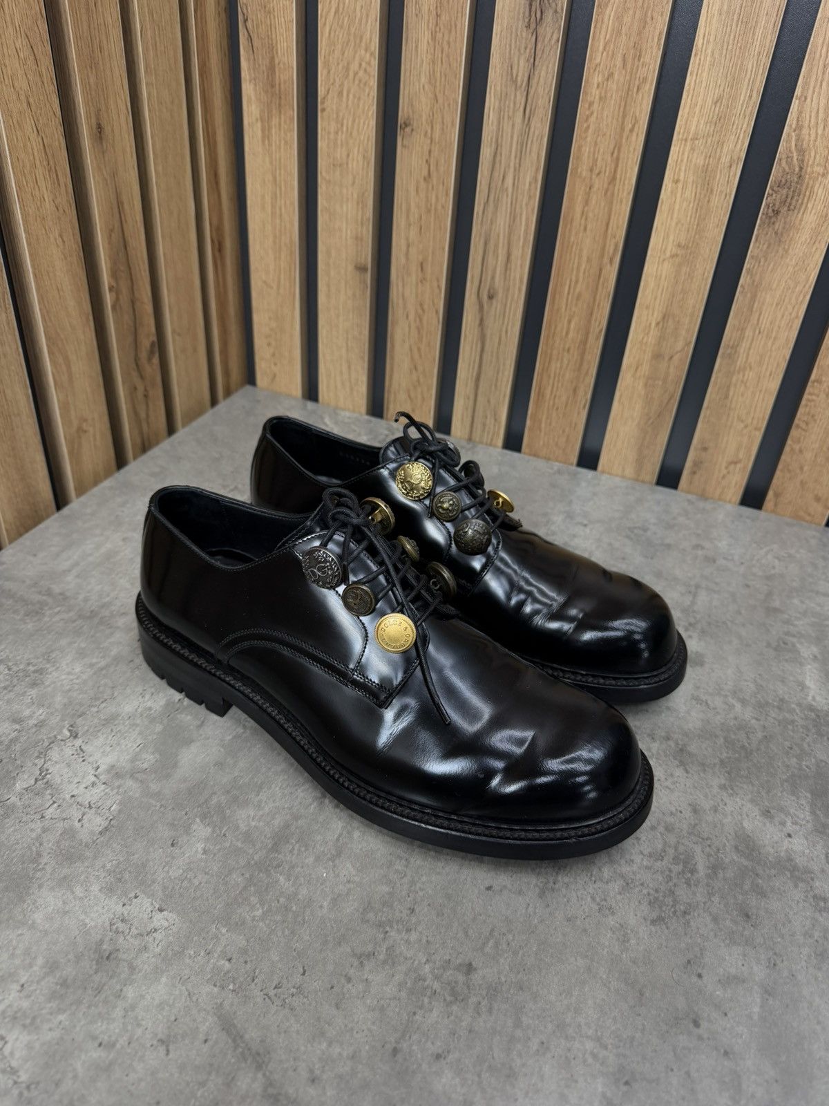 Dolce & Gabbana Dolce & Gabbana Black Leather Derby Shoes Size 9 Size US 10 / EU 43 - 6 Thumbnail