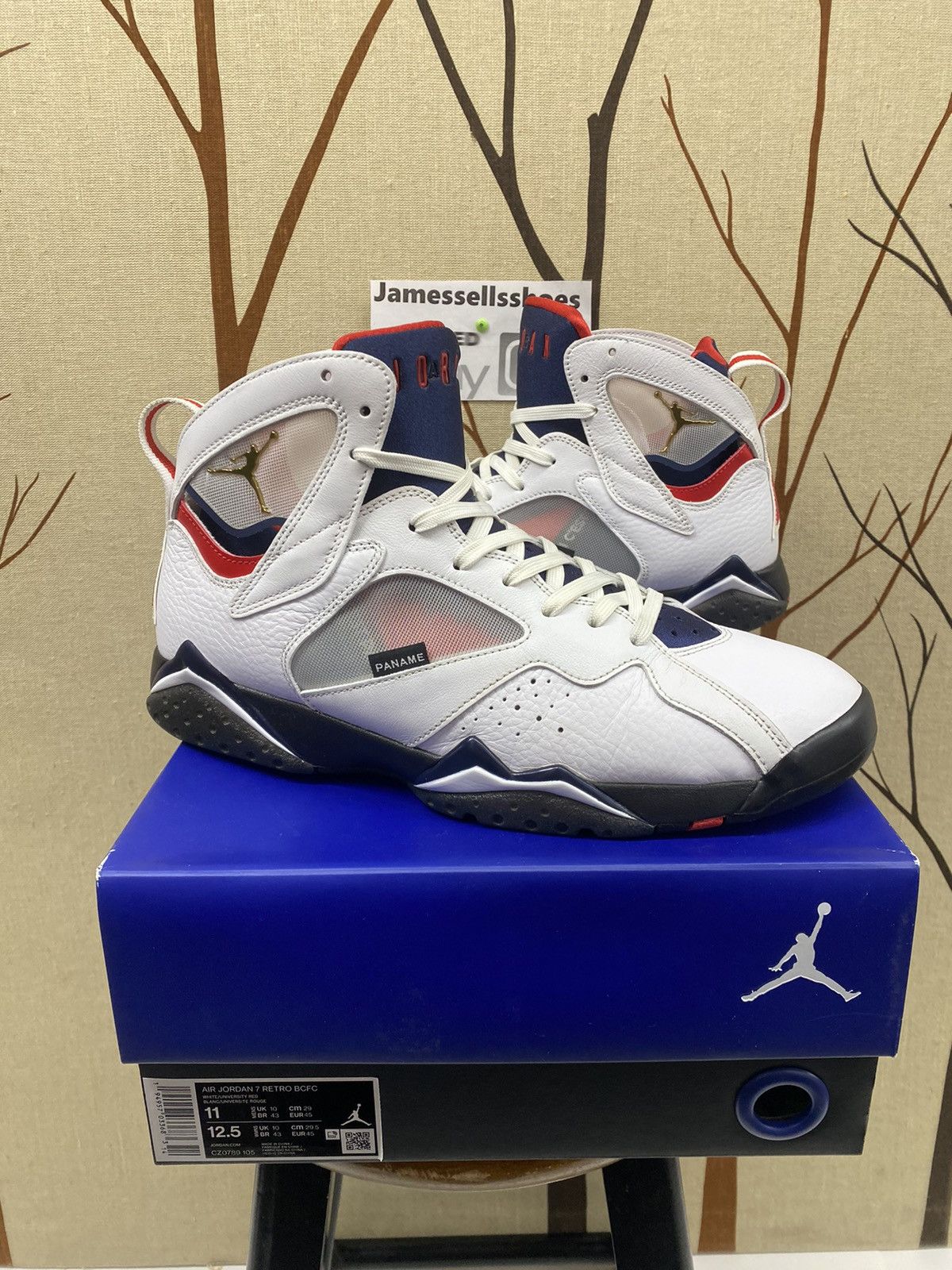 image of Size 11 Paris-Saint Germain X Air Jordan Retro 7 Paname Shoes in White, Men's