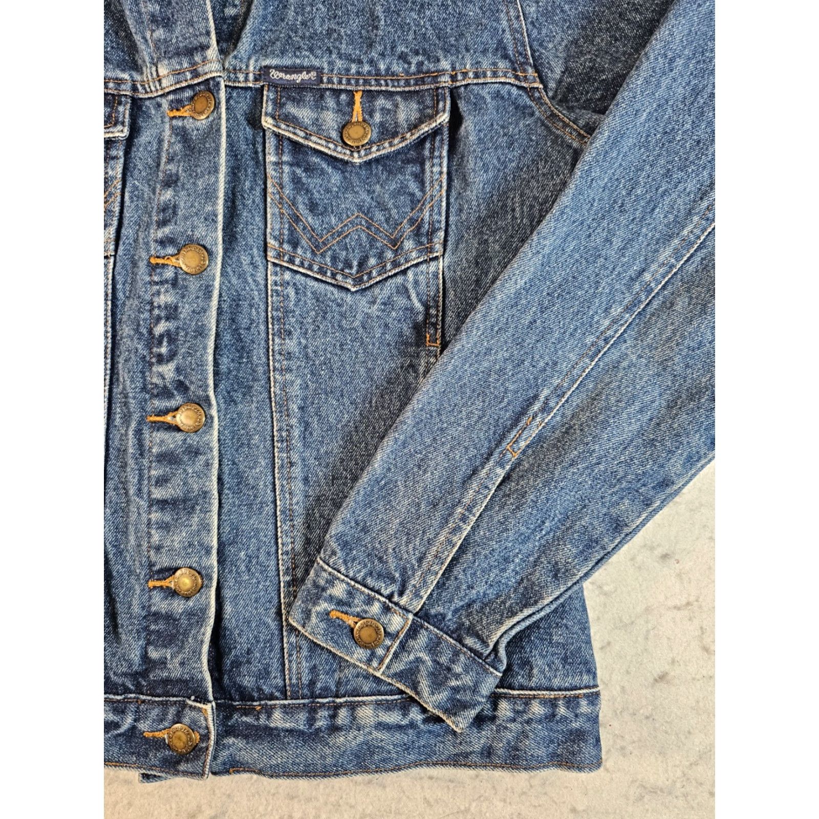 Wrangler VINTAGE Wrangler Denim Jacket Trucker 80s Blue Cotton Sz M Regular Men Jeans Jacket Size US 31 - 6 Thumbnail