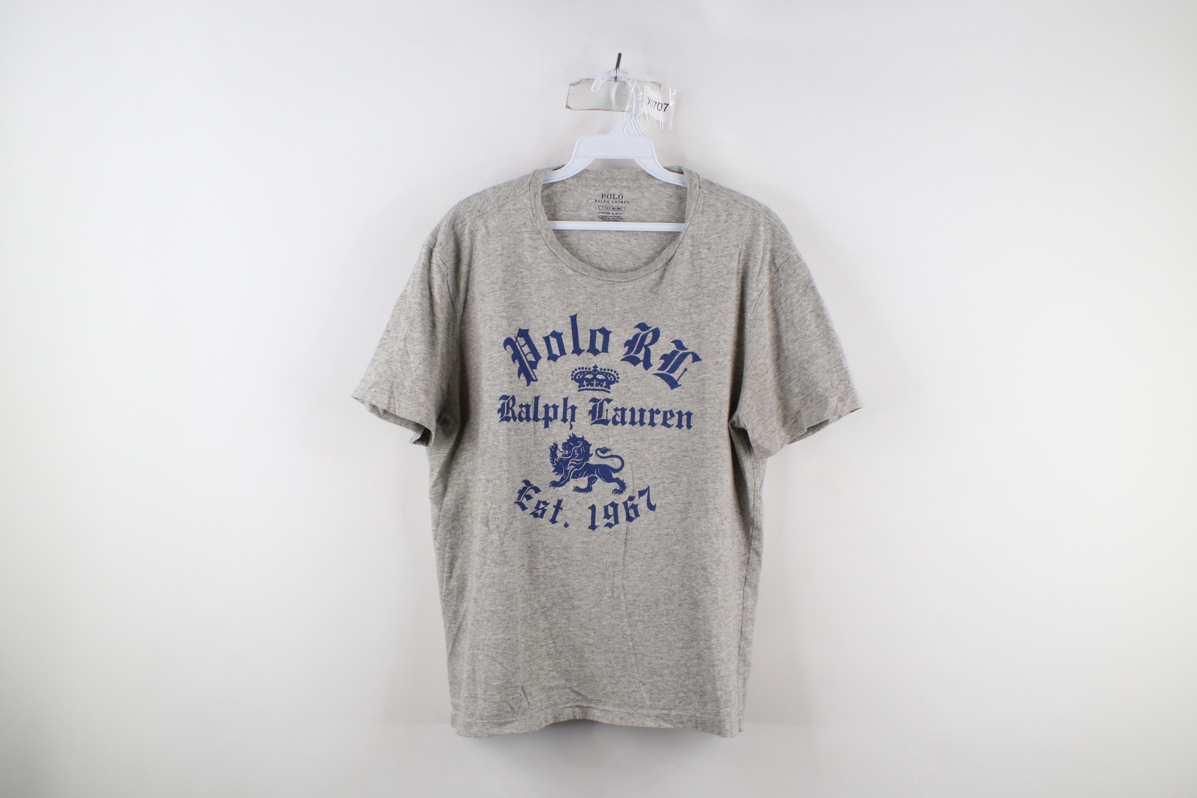 Ralph Lauren × Vintage Vintage Ralph Lauren Old English Spell Out Lion T-Shirt Gray Size US L / EU 52-54 / 3 - 1 Thumbnail