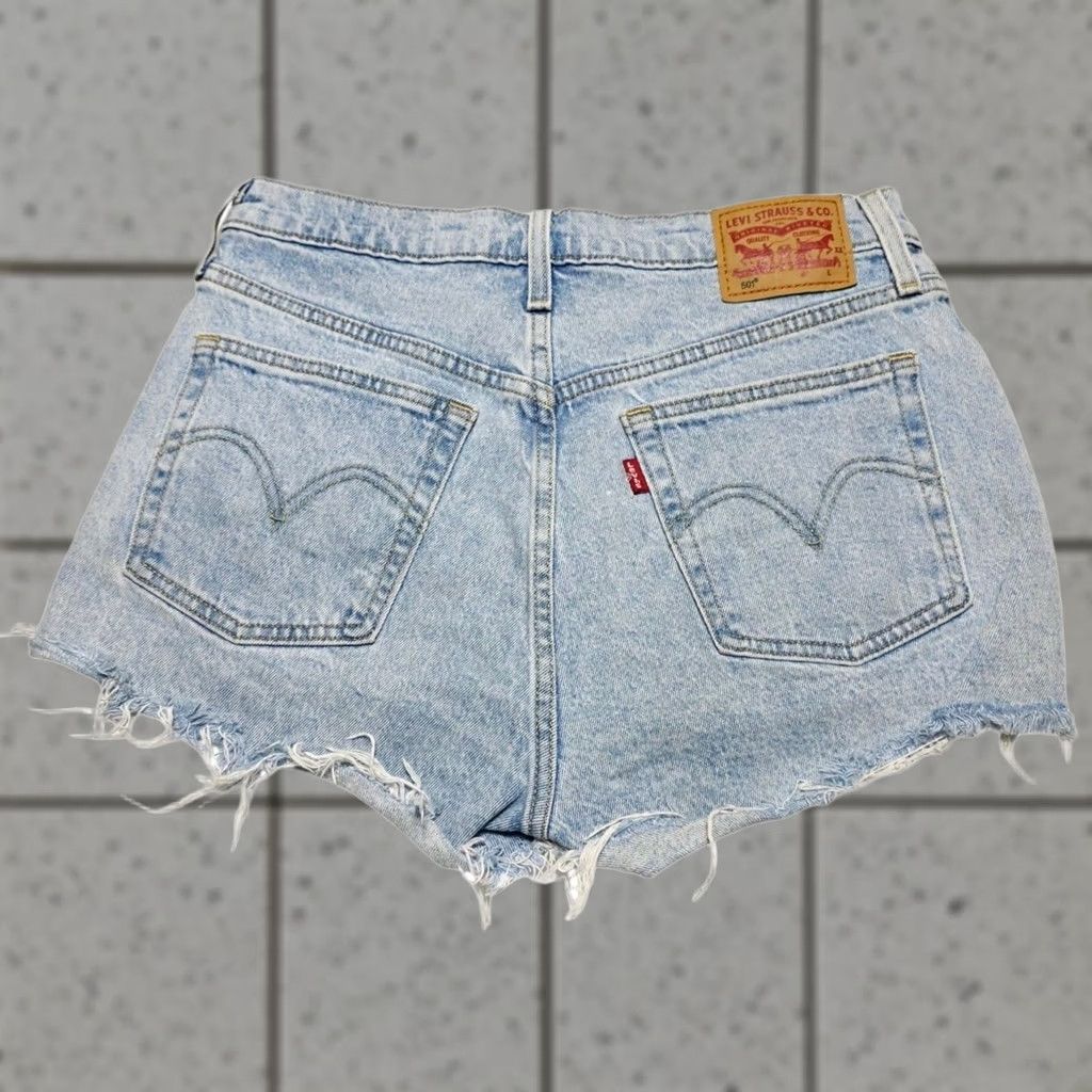 Levi's Levi's 501 Shorts Womens W28 Blue Distressed Denim High Rise Button Fly Cutoff Size 28" / US 6 / IT 42 - 1 Thumbnail