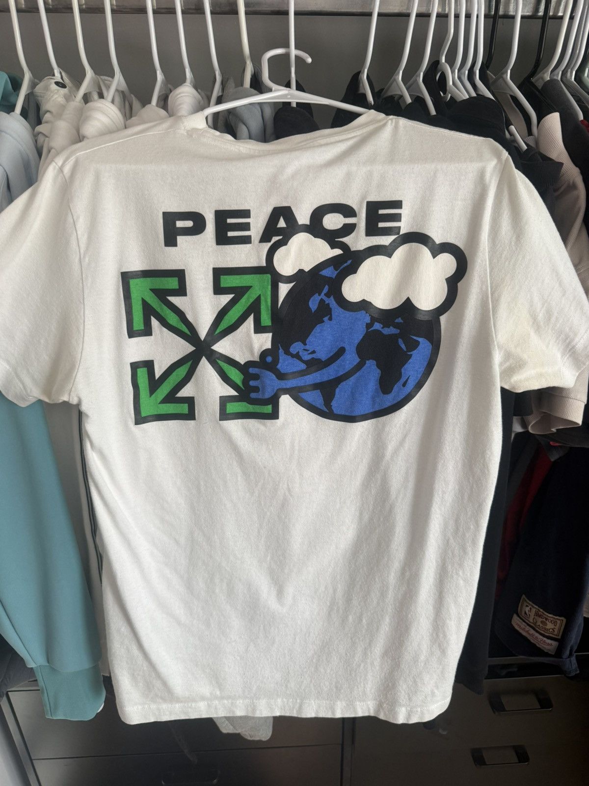 Off-White OFF-WHITEOff-White Peace Worldwide Over Tee 'White/Green' Size US S / EU 44-46 / 1 - 3 Thumbnail