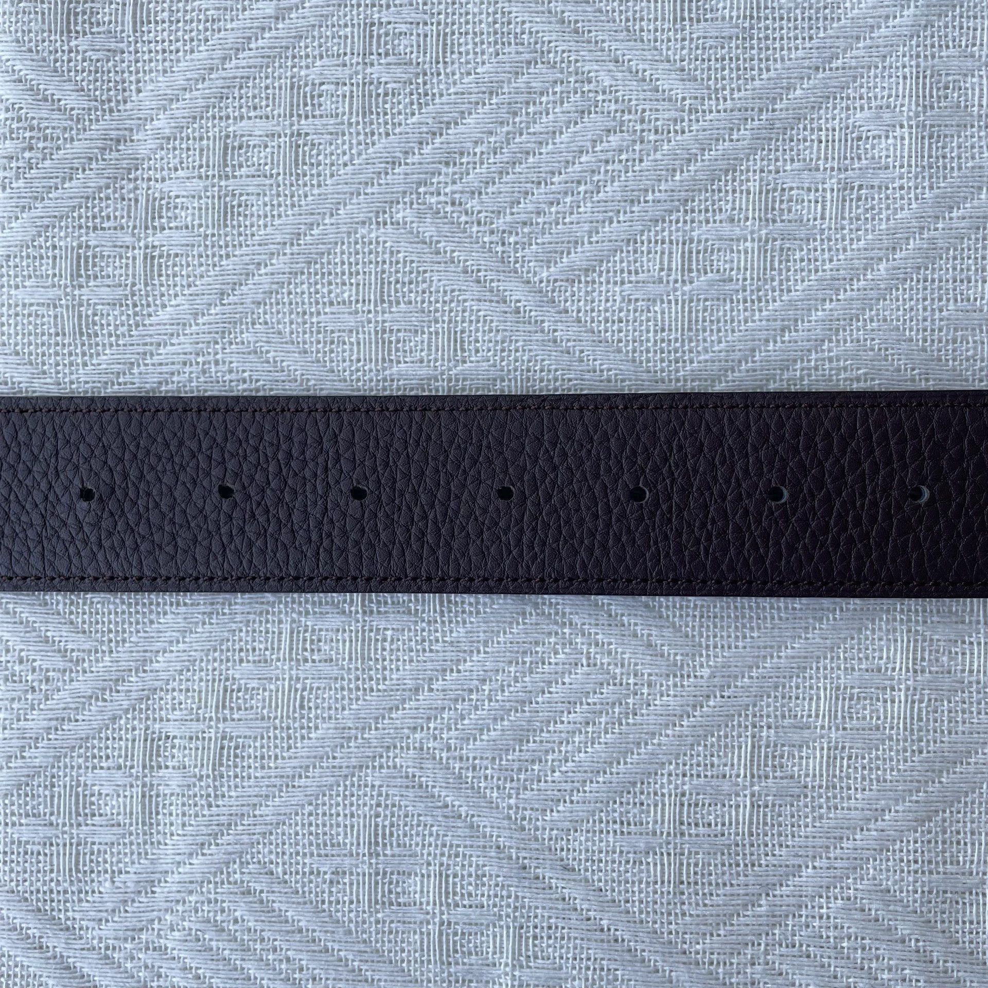 Hermes HERMES H Logo Togo Belt Black/Silvertone 3.8cm 126cm Size ONE SIZE - 7 Thumbnail
