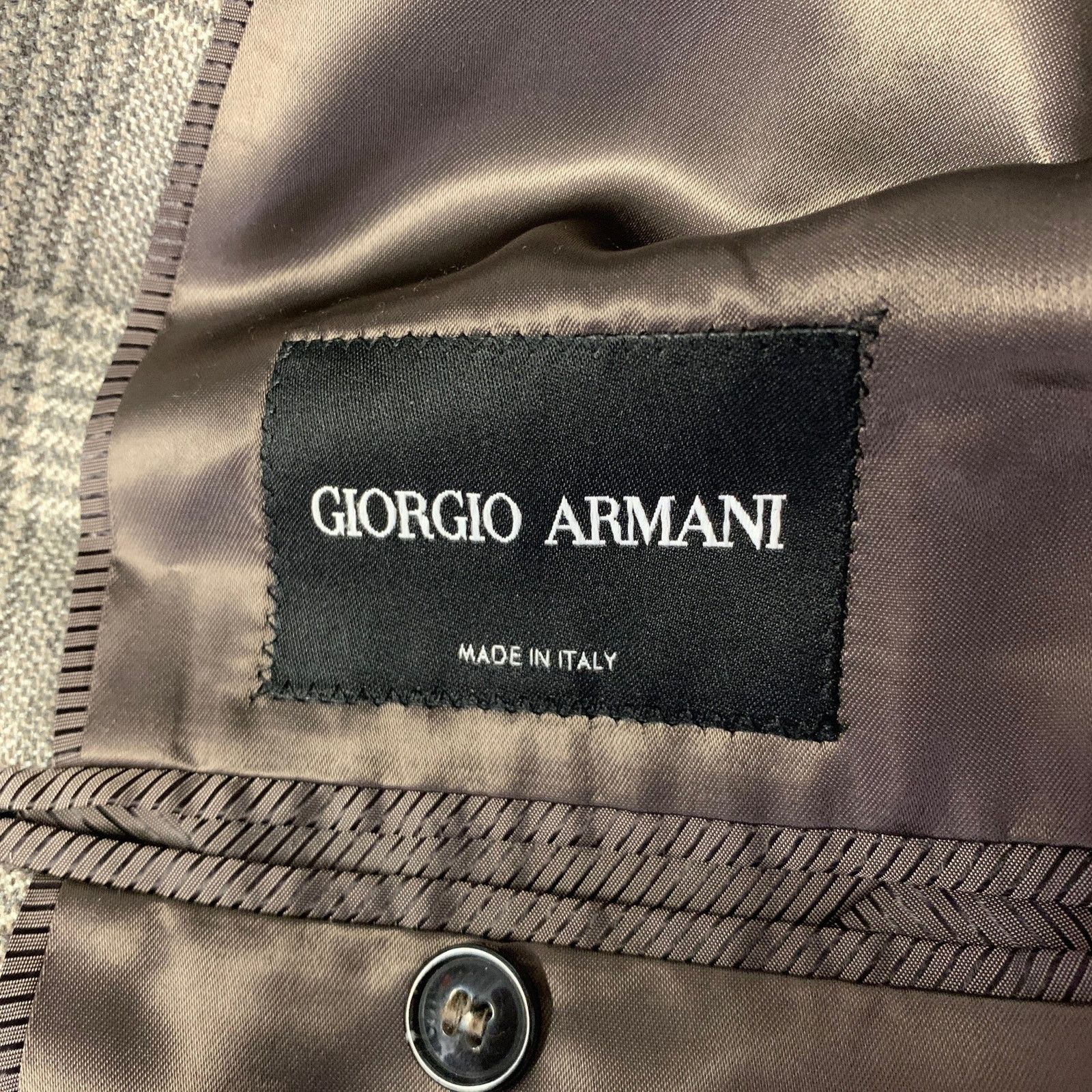Giorgio Armani GIORGIO ARMANI 44R Grey Beige Glen Check Cashmere/Silk SC Size 44R - 5 Thumbnail