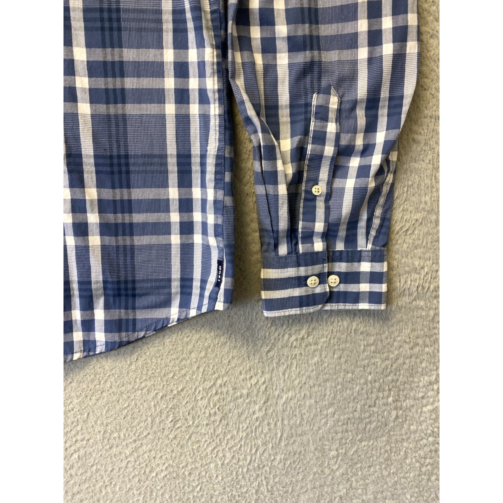 Izod IZOD Shirt Mens XL Blue Button-Down Long Sleeve Dress Classic Plaid /146-24 Mens XL Blue Button-Down Dress Shirt Classic Slim Fit Blue Mens XL Size 46R - 4 Thumbnail