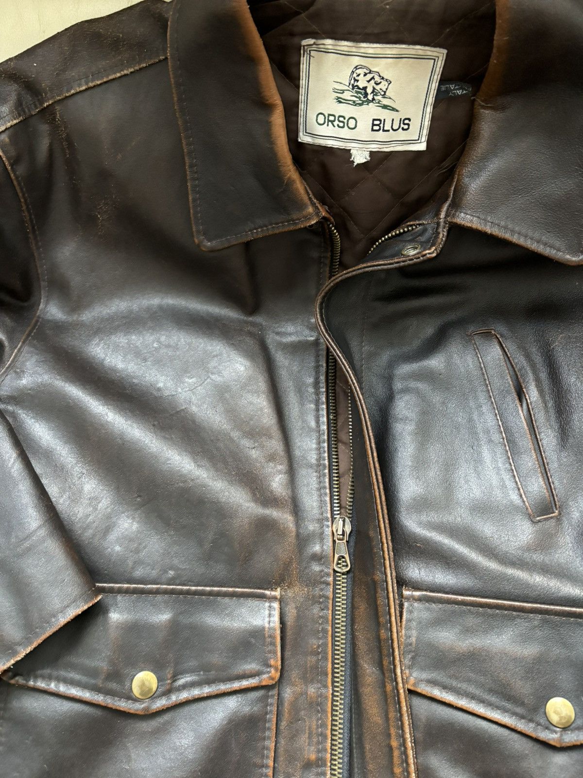Vintage Vintage ORSO BLUS Aviator Leather Jacket size CL Size US XL / EU 56 / 4 - 4 Thumbnail