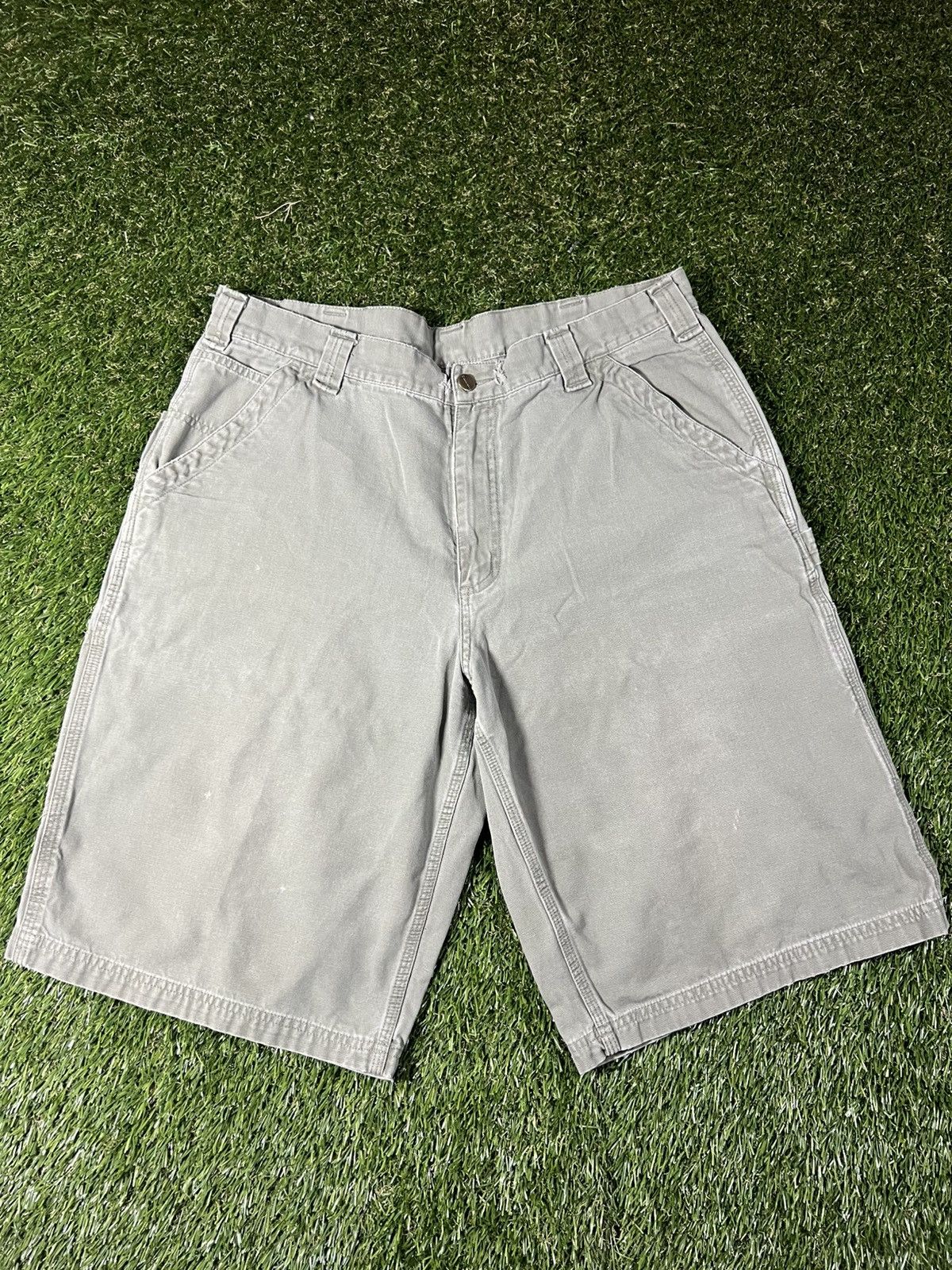 Carhartt Vintage 90s Faded Olive Baggy Fall Carhartt Carpenter Shorts Size US 36 / EU 52 - 2 Thumbnail