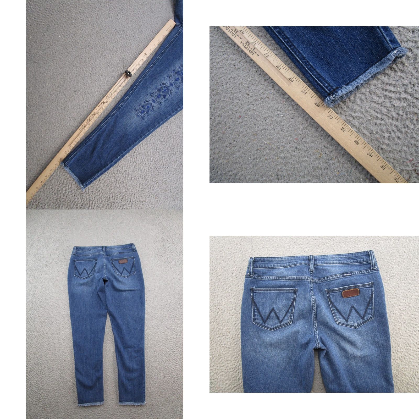 Wrangler Wrangler Womens Embroidered Aztec Navajo Skinny Jeans Junior 11/28 Blue Cotton Denim 5-Pocket Womens Jeans Aztec Vintage: No Size 32" / US 10 / IT 46 - 8 Thumbnail