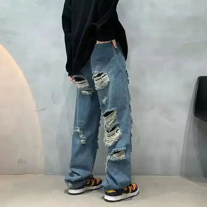 Japanese Brand × Jean Denim drill tears jeans rare unique Size US 32 / EU 48 - 3 Thumbnail