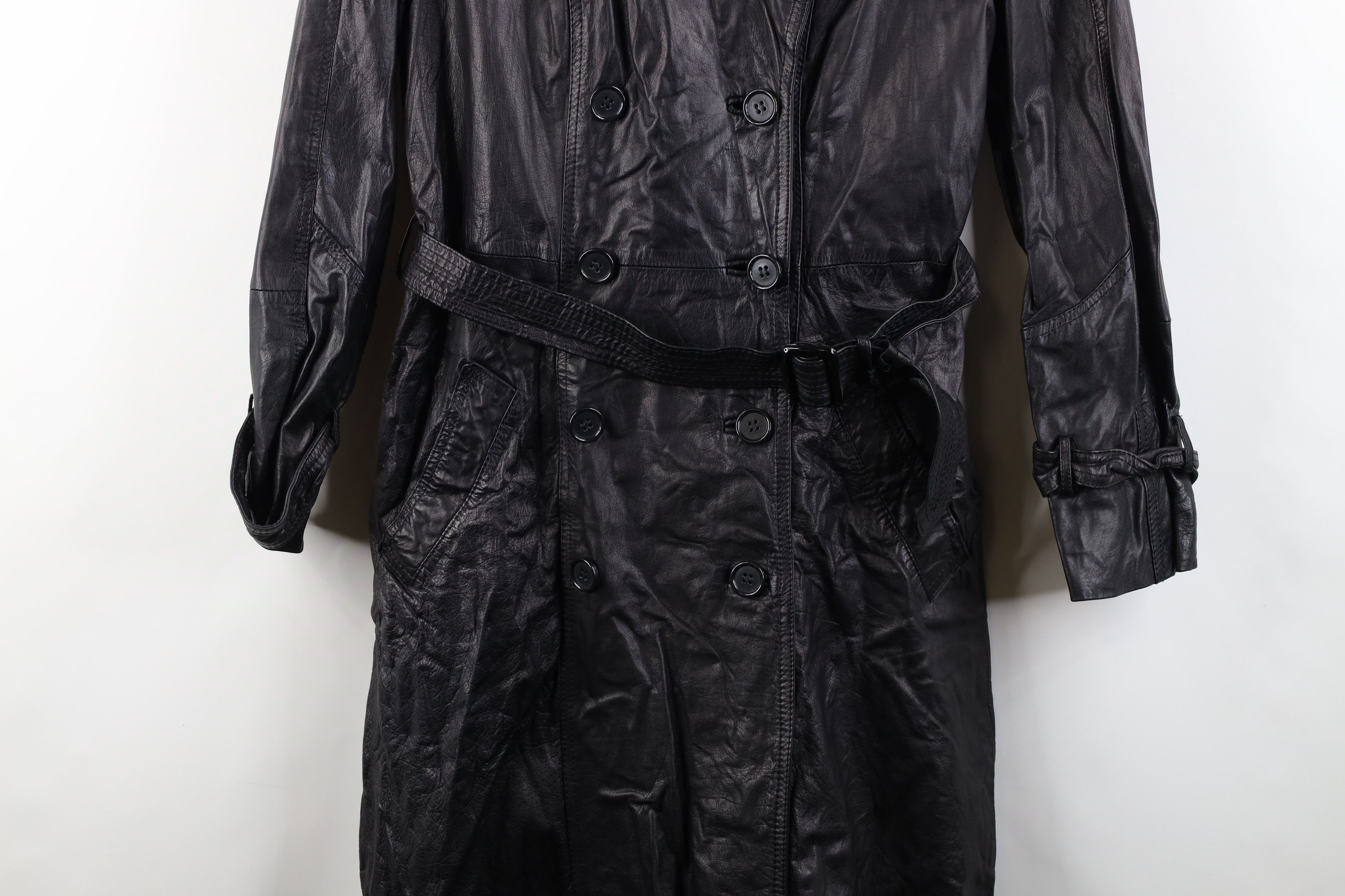 Vintage Vintage 70s Streetwear Belted Leather Trench Coat Jacket Size L / US 10 / IT 46 - 3 Thumbnail