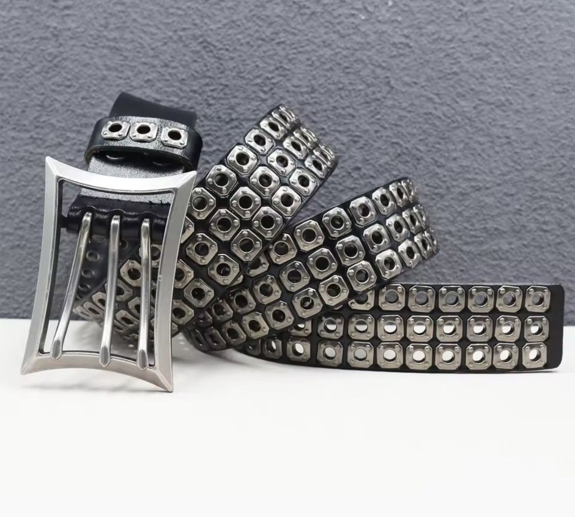 Jewelry Punk Rivet Three-pin buckle Belt Size ONE SIZE - 3 Thumbnail