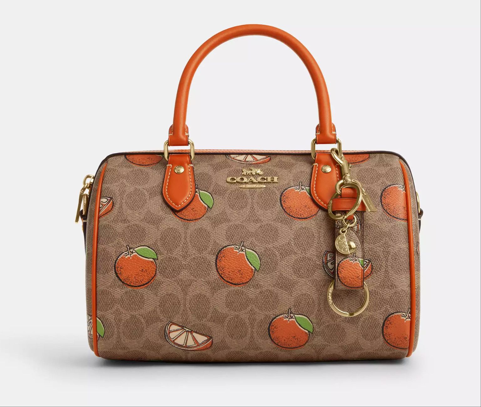 Coach Trigger Snap Bag Charm In Signature Canvas With Orange Print Size ONE SIZE - 4 Thumbnail