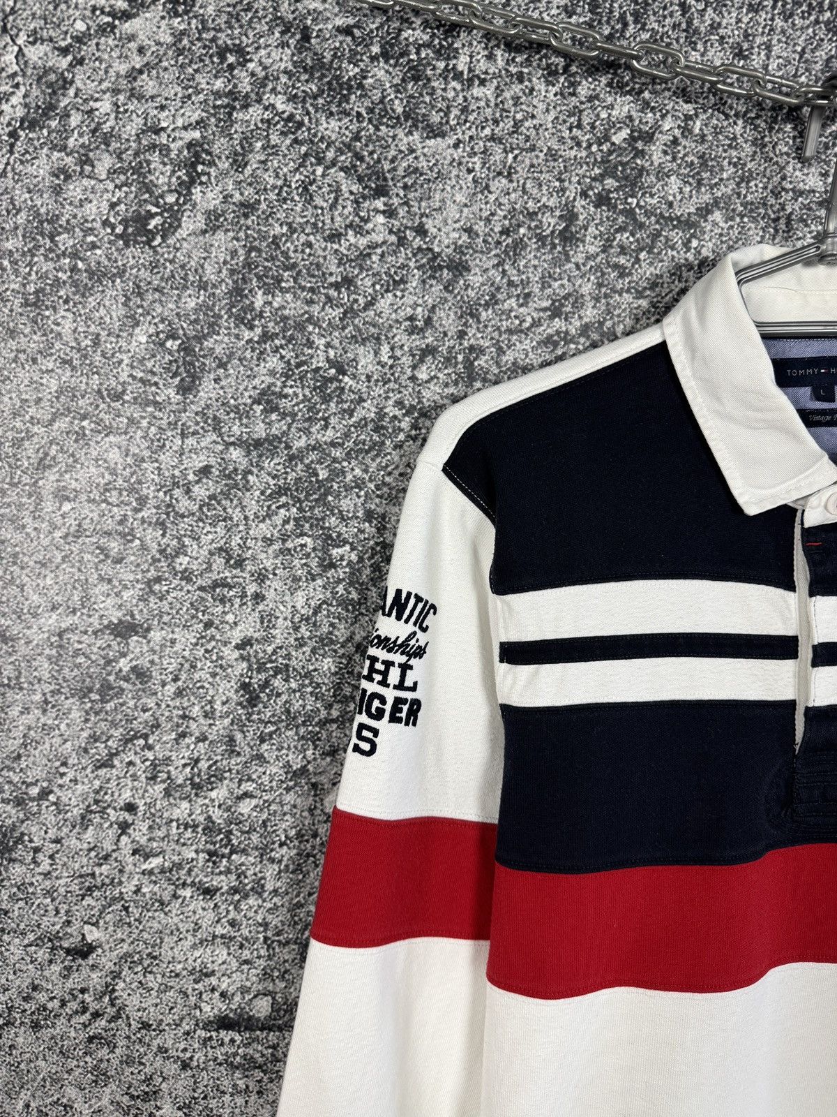 Tommy Hilfiger Tommy Hilfiger Vintage Fit Rugby Shirt Polo Long Sleeve Sz L Size US L / EU 52-54 / 3 - 3 Thumbnail