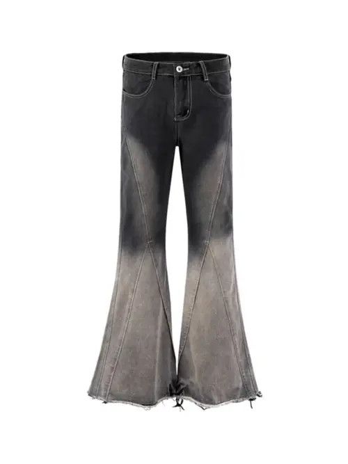 VIBE Vintage washed gradient raw edge draped micro-flare jeans Size US 34 / EU 50 - 5 Thumbnail