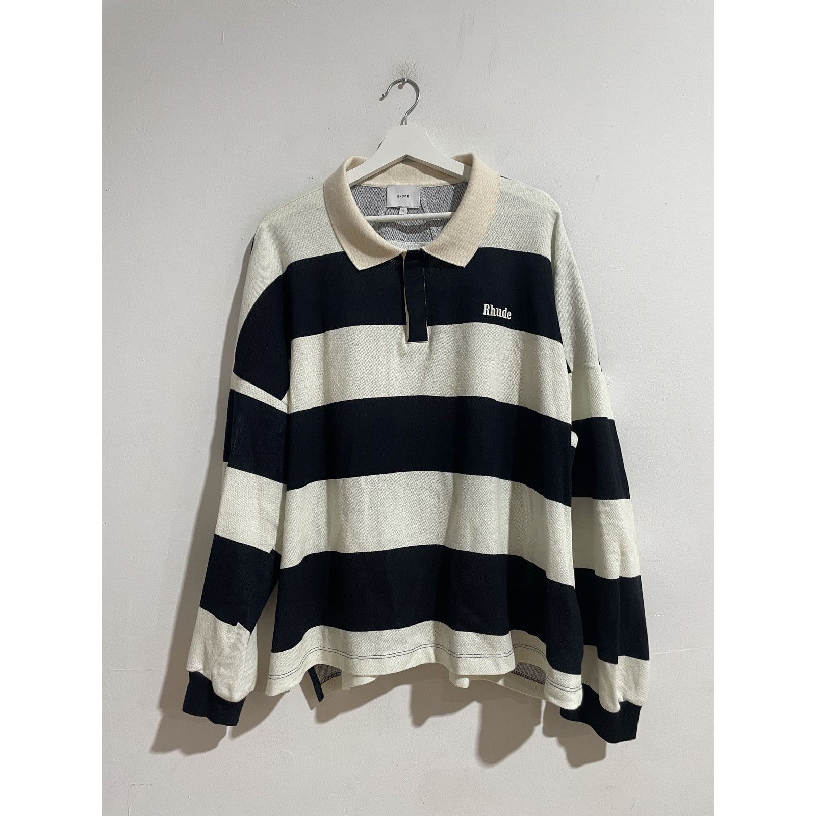 Rhude RHUDE BLACK & WHITE PIQUE POLO SIZE XXL PREOWNED Size US XXL / EU 58 / 5 - 1 Thumbnail