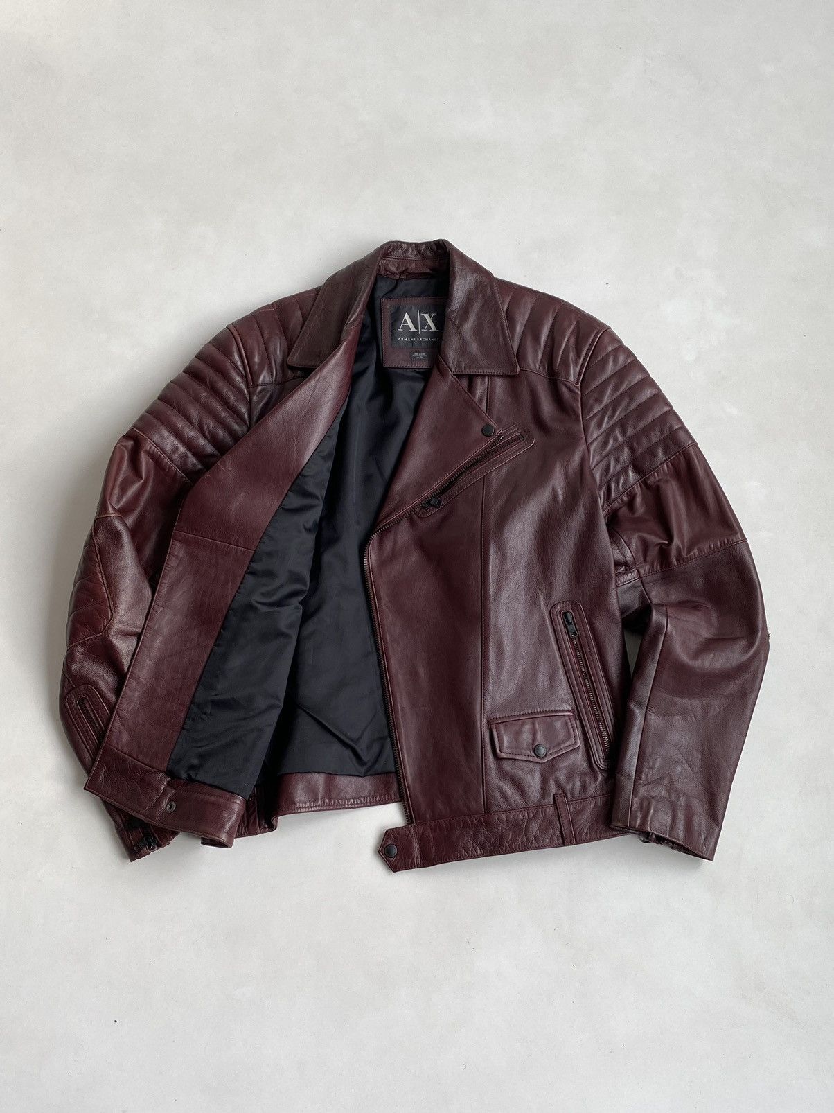 Armani Exchange Armani Exchange Leather Biker Jacket Burgundy Size US L / EU 52-54 / 3 - 9 Thumbnail