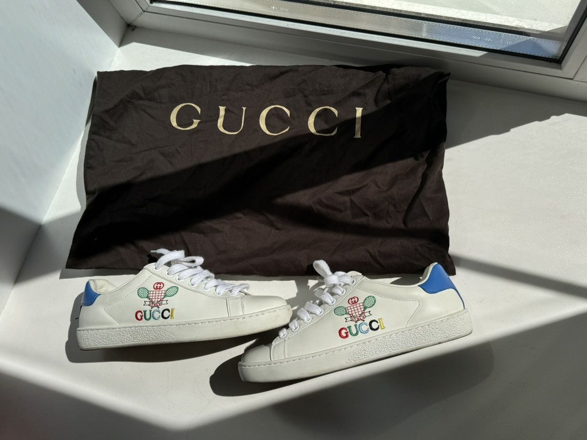 Gucci Gucci Ace Tennis Embroidered Sneakers Leather Size US 5.5 / IT 35.5 - 6 Thumbnail