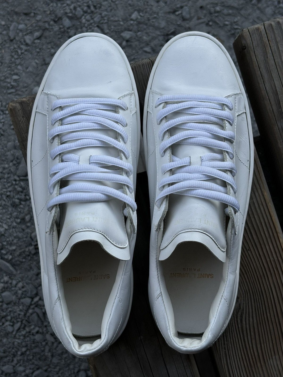 Saint Laurent Paris YSL Paris SL/01 Signature Court Classic Leather Low Top Sneaker Shoes Trainers Size US 10 / IT 40 - 12 Thumbnail